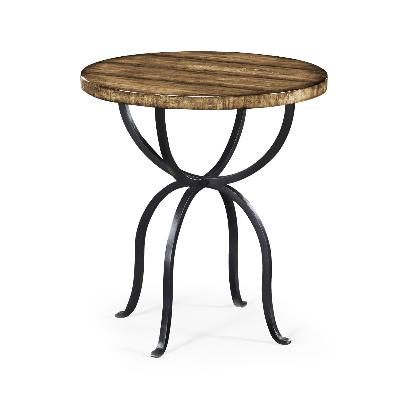 Round Medium Driftwood Side Table with Wrought Iron Base