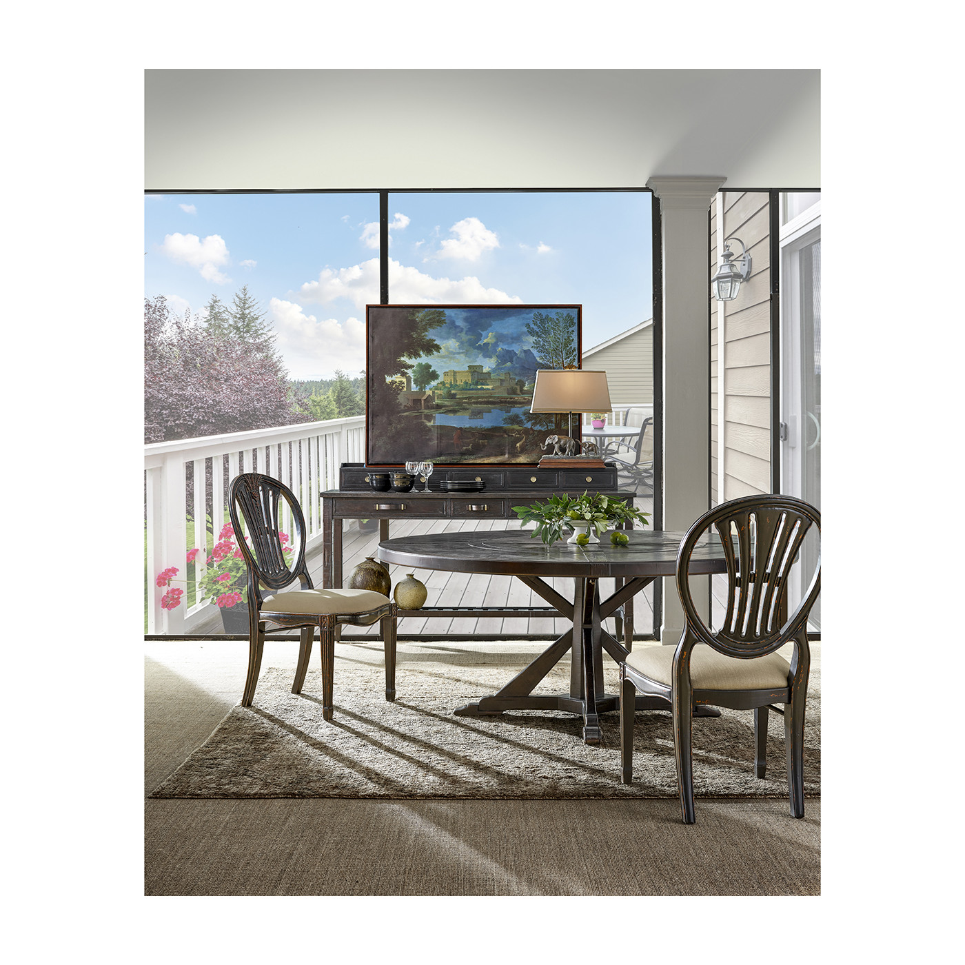 Rustic Grey Plank Buffet with Strap Handles