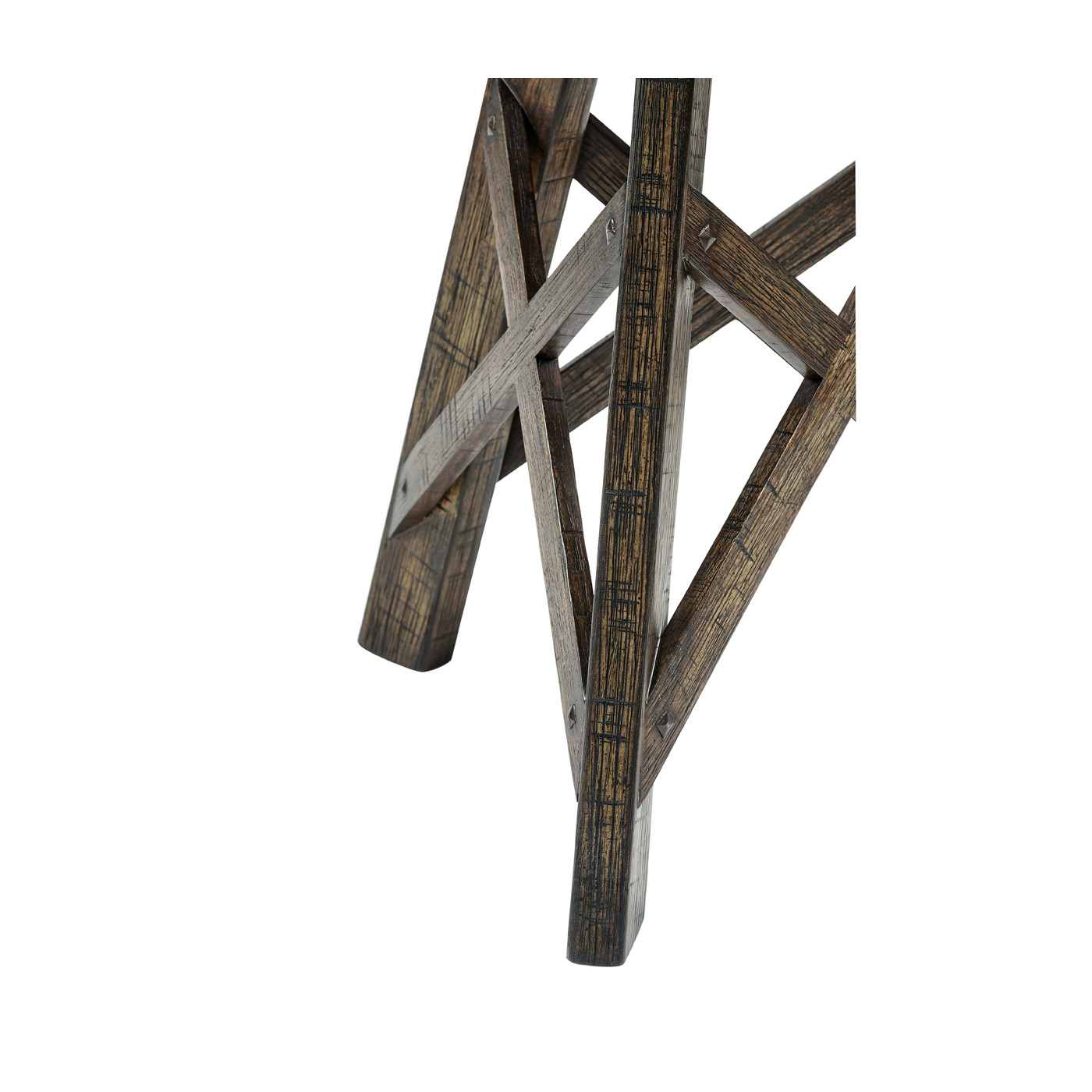 Rustic Circular Planked Light & Dark Driftwood Lamp Table