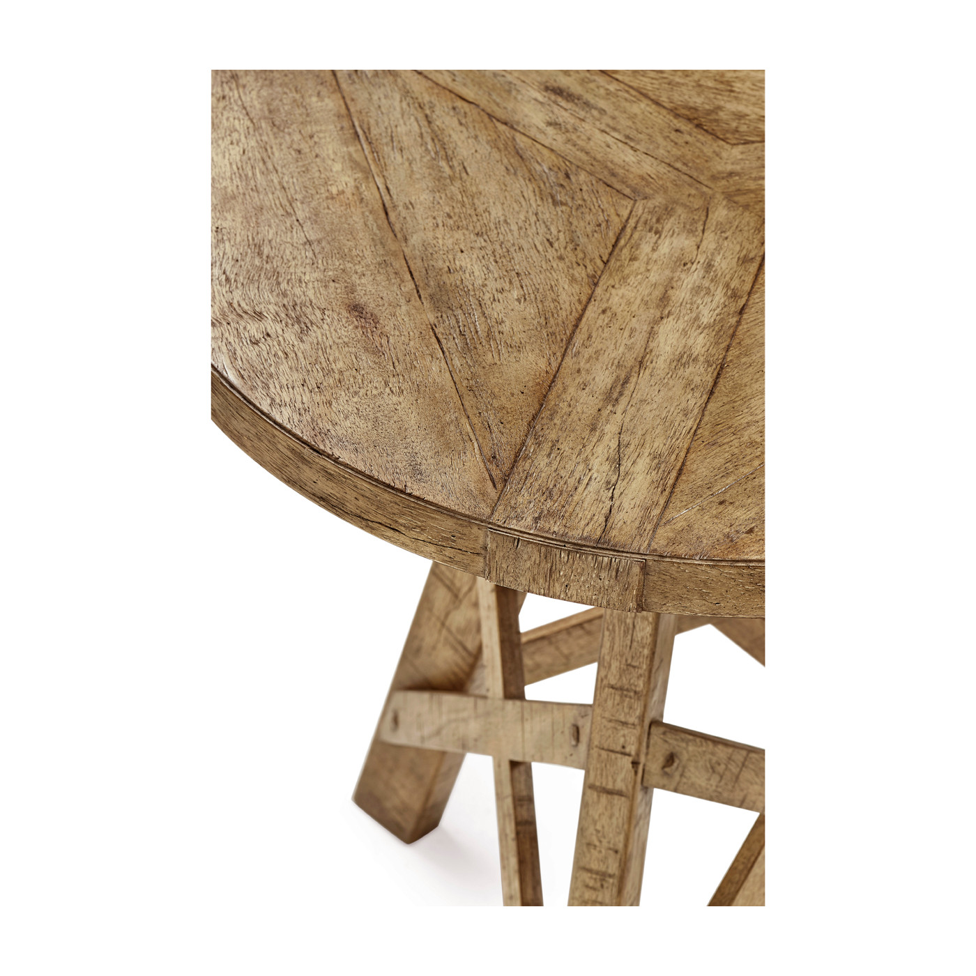 Rustic Circular Planked Light Driftwood Lamp Table