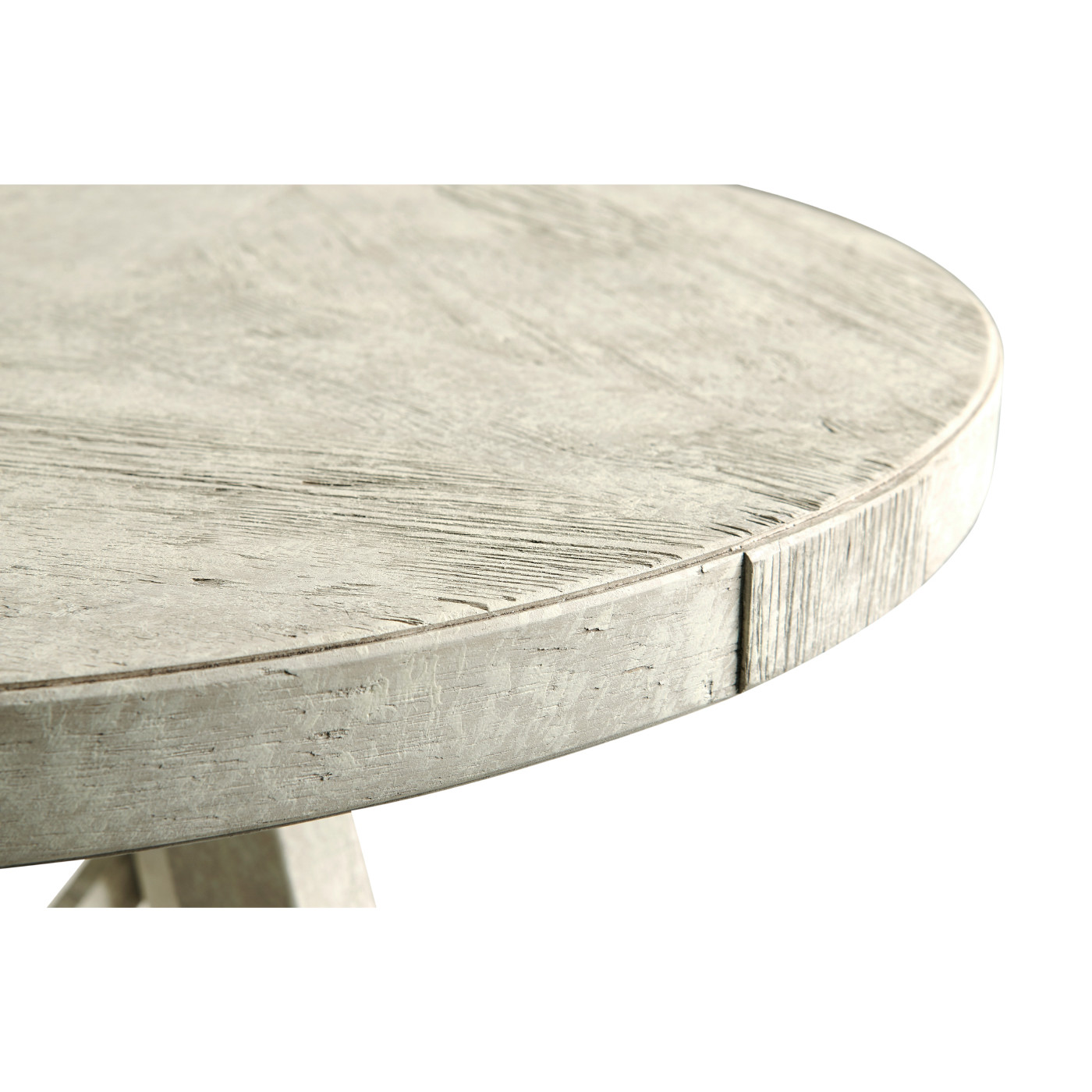 Rustic Circular Planked Whitewash Driftwood Lamp Table