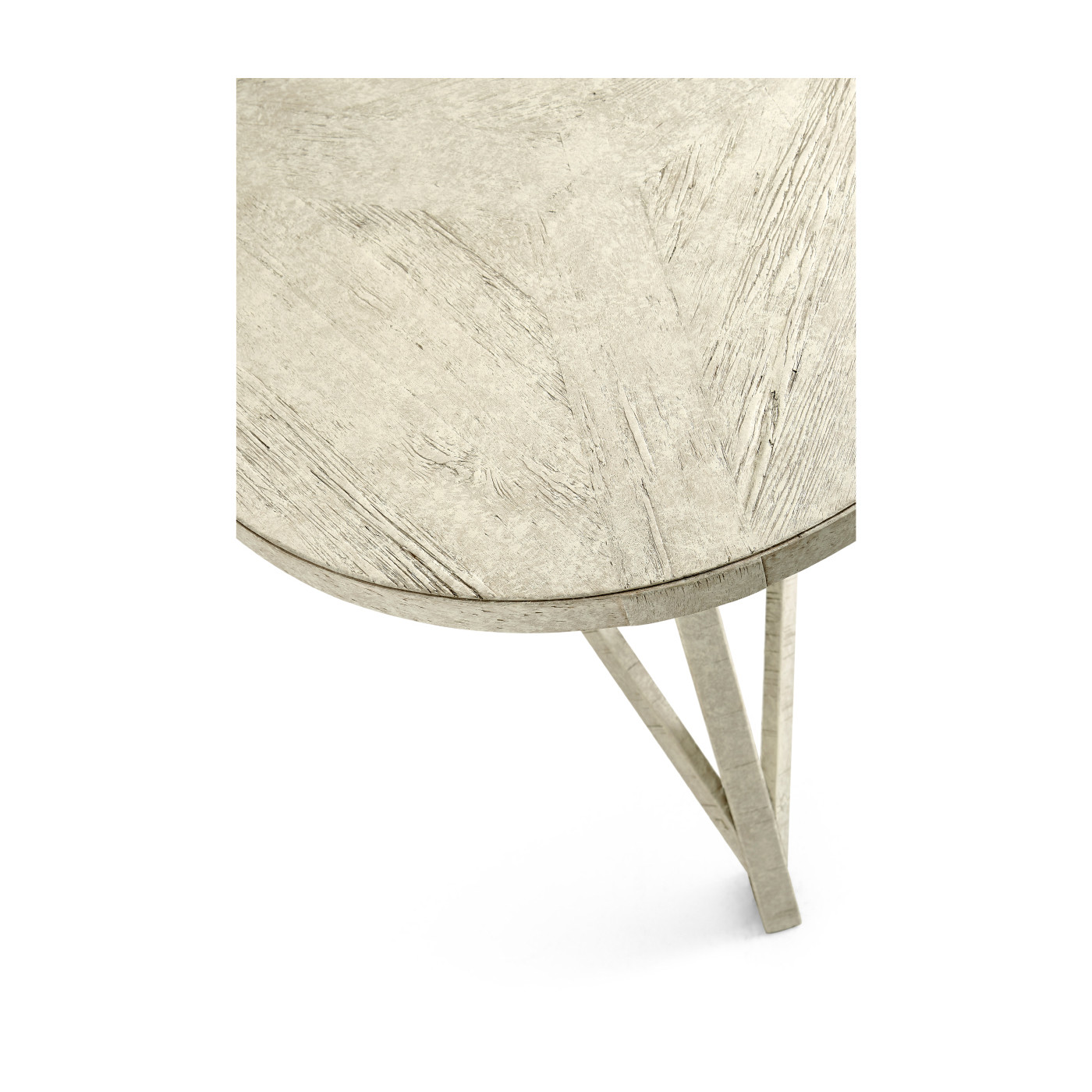 Rustic Circular Planked Whitewash Driftwood Lamp Table