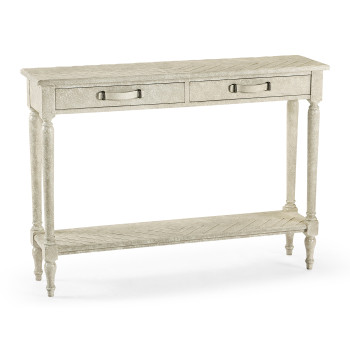 Whitewash Driftwood Parquet Console Table