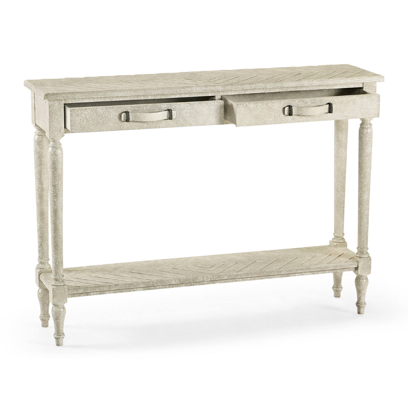 Whitewash Driftwood Parquet Console Table