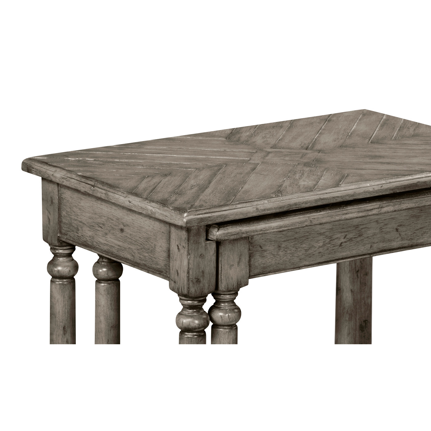 Antique Dark Grey Parquet Nesting Tables with Contrast Inlay