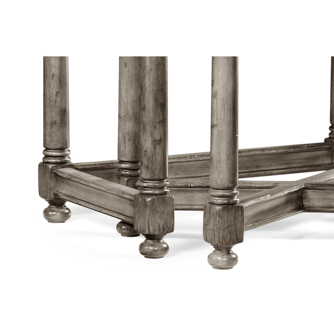 Antique Dark Grey Parquet Nesting Tables with Contrast Inlay