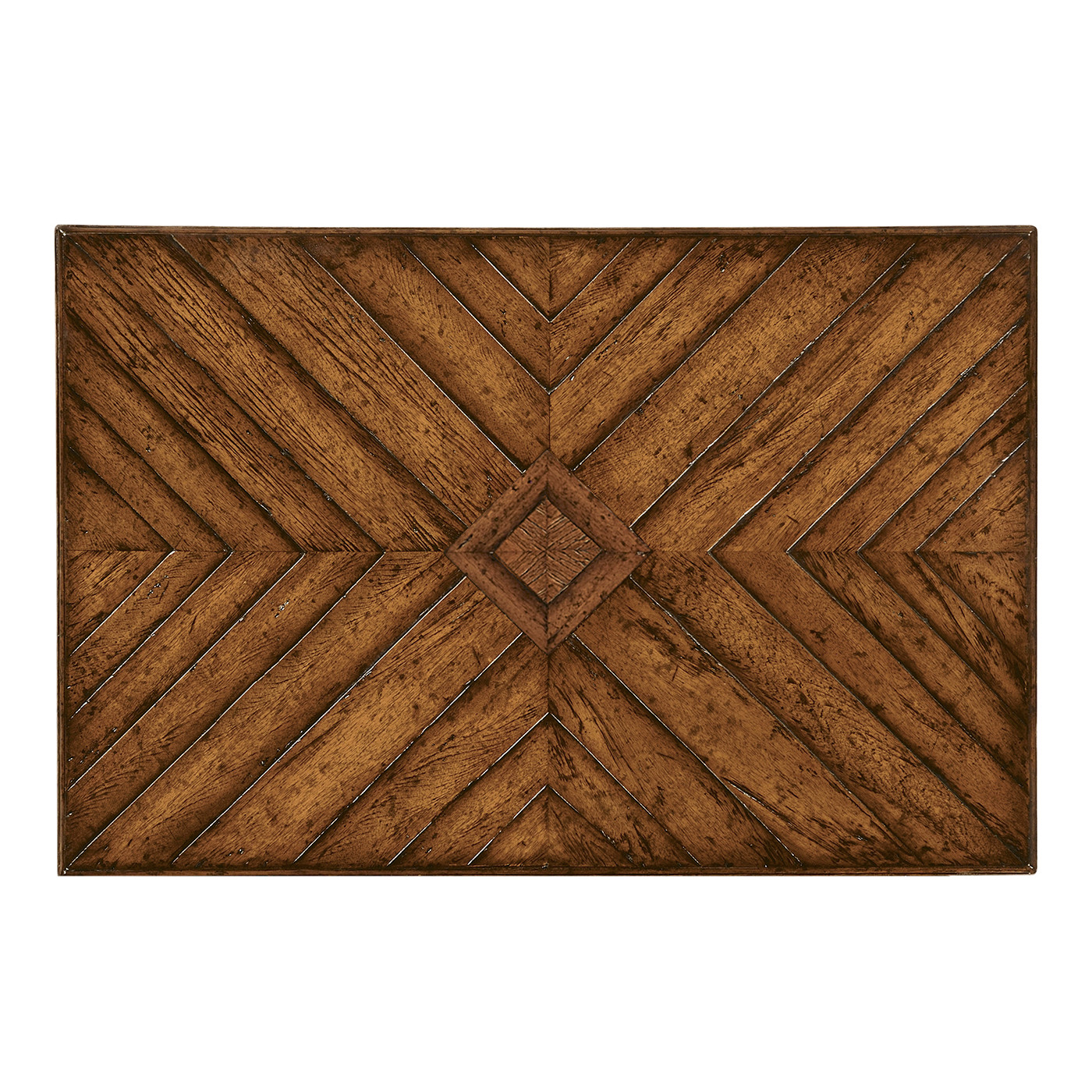 Country Walnut Parquet Nesting Tables with Contrast Inlay