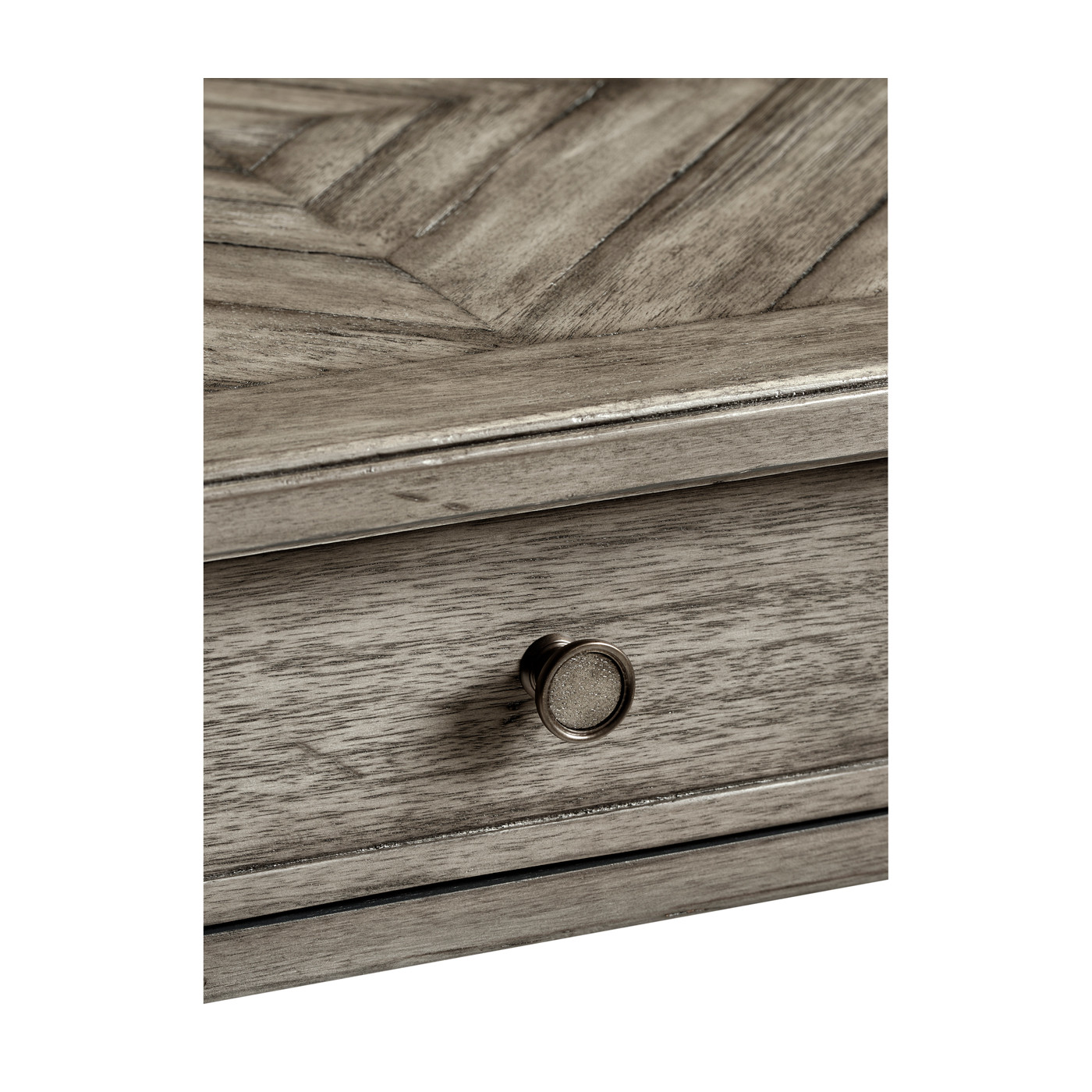 Antique Dark Grey Parquet Rectangular Side Table with Contrast Inlay