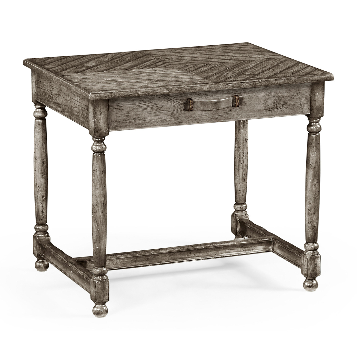 Antique Dark Grey Rectangular Side Table with Contrast Inlay