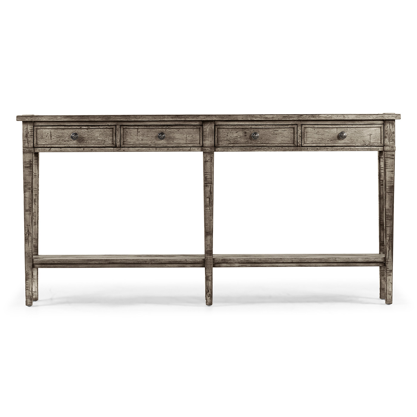 Antique Dark Grey Four Drawer Console