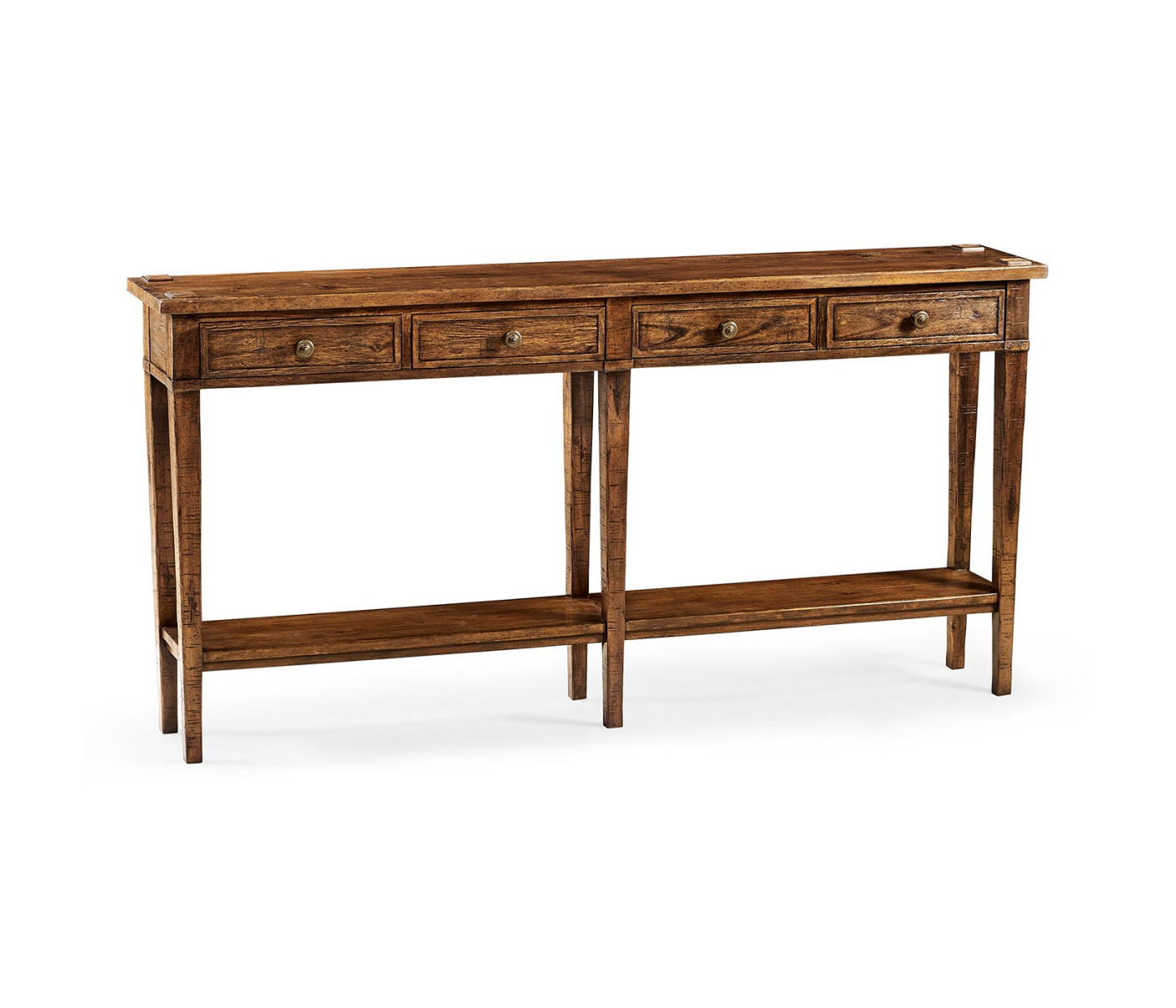 Country Walnut Four Drawer Console
