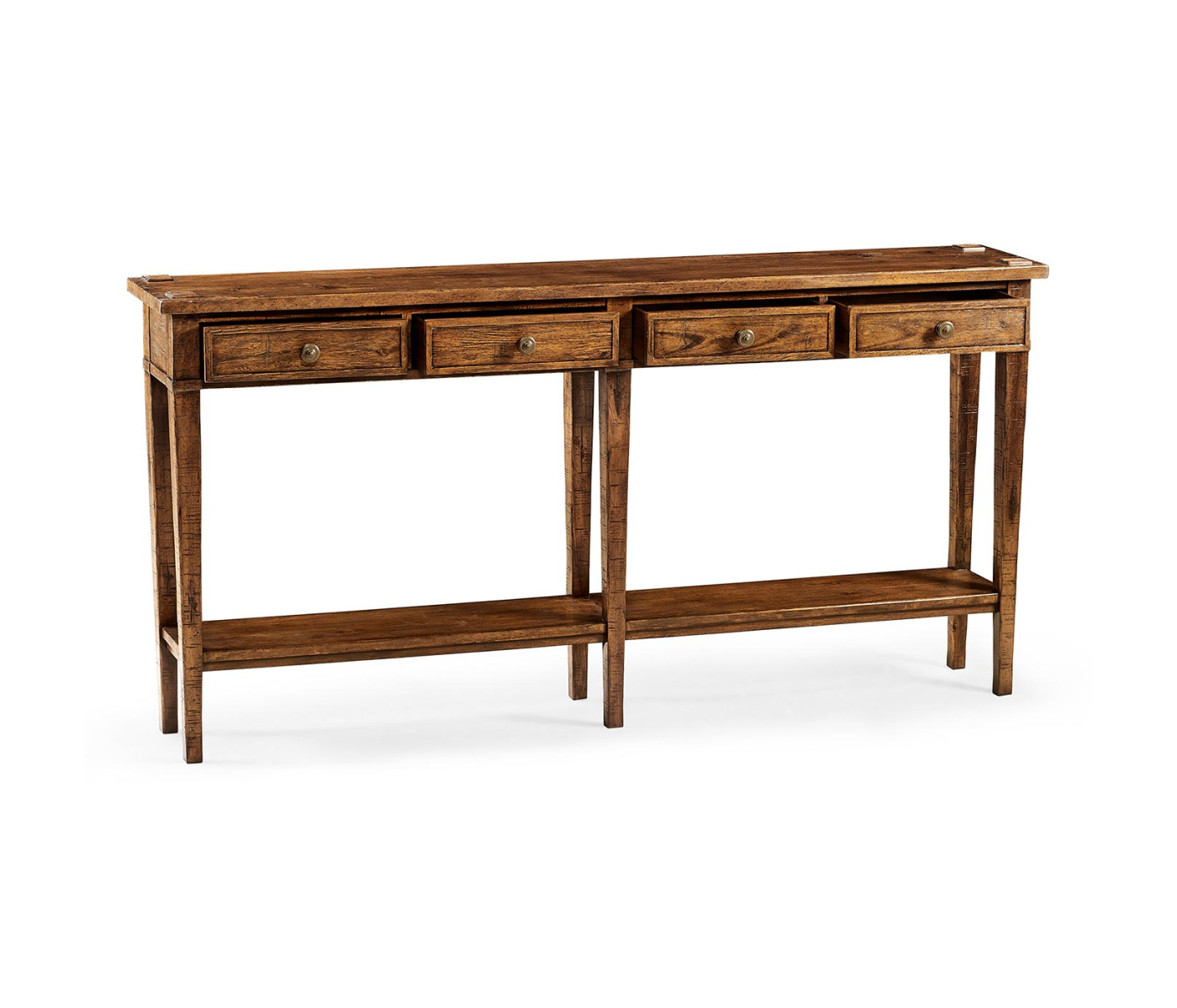 Country Walnut Four Drawer Console