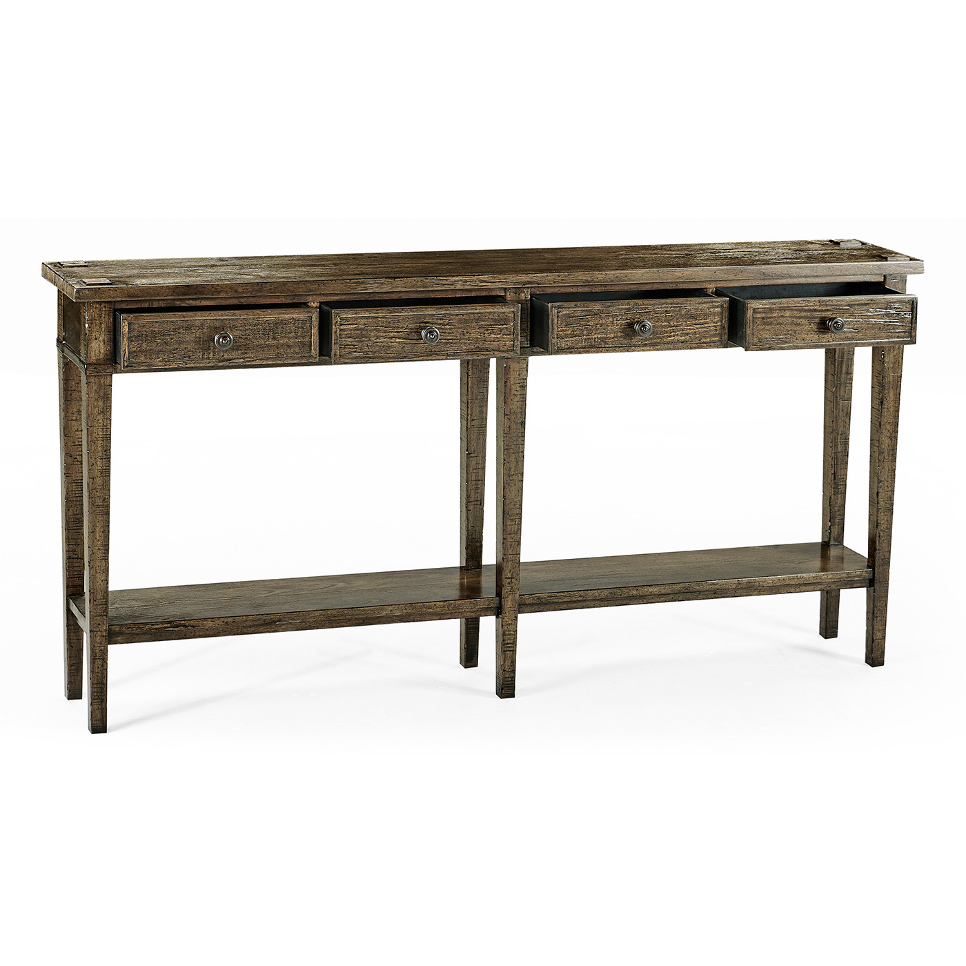 Dark Driftwood Four Drawer Console