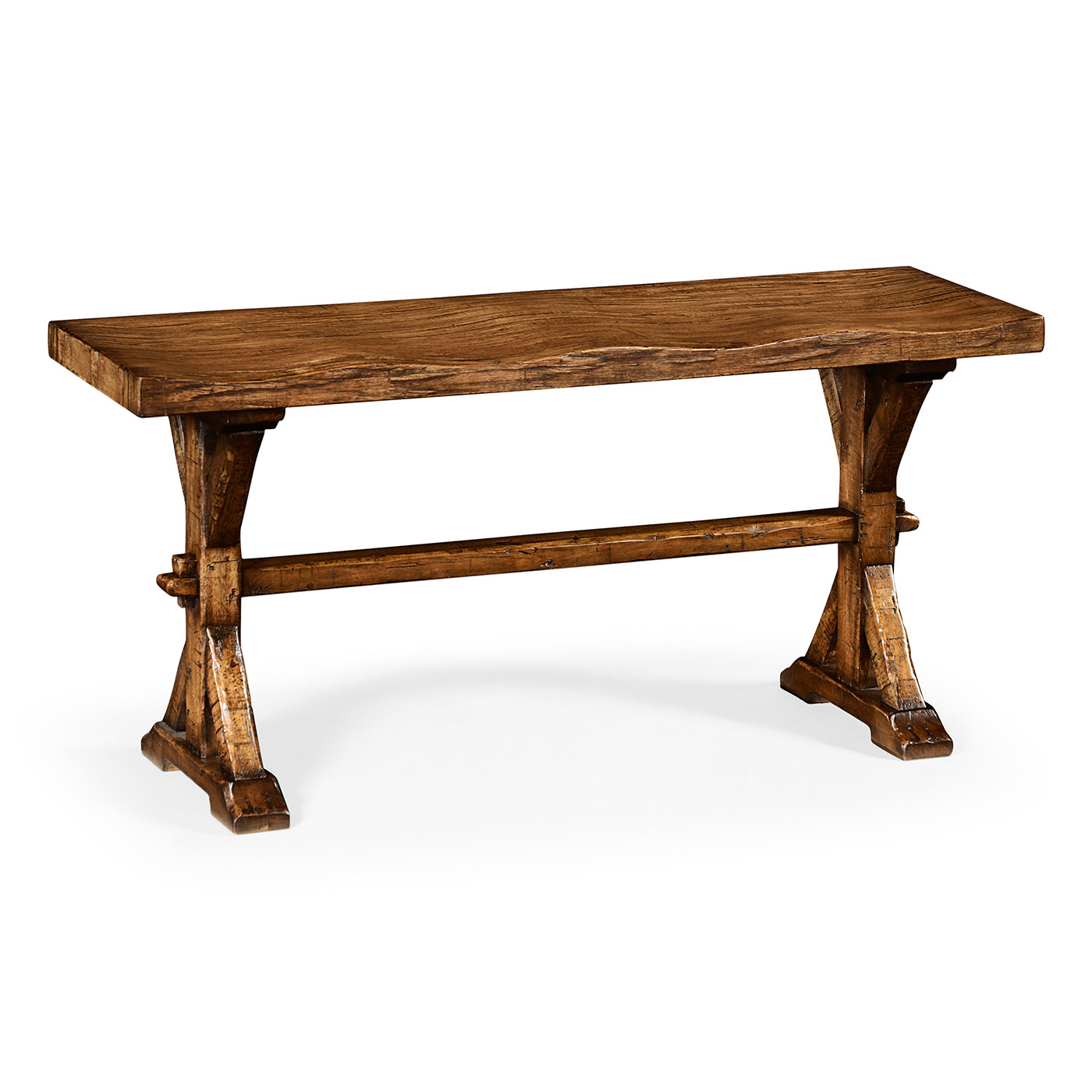Casual Narrow Country Walnut Topped Bench