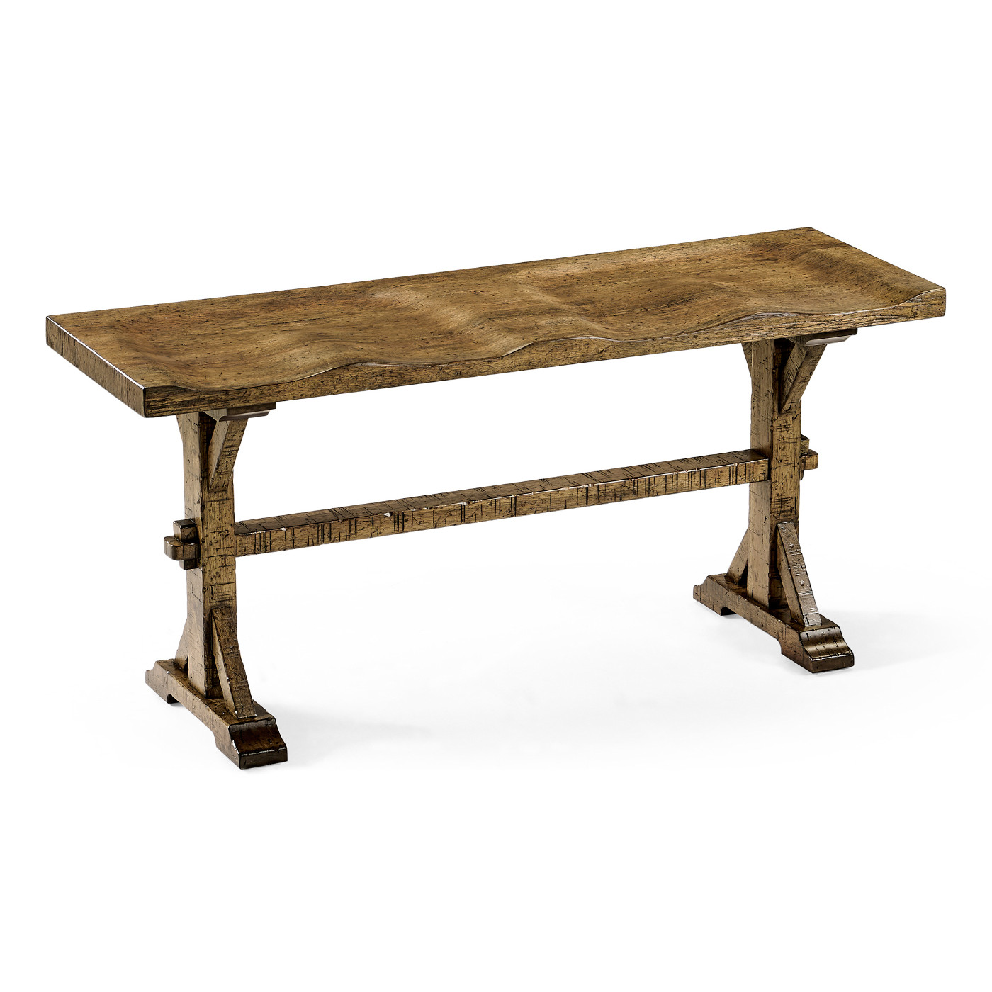 Casual Narrow Medium Driftwood Topped Bench