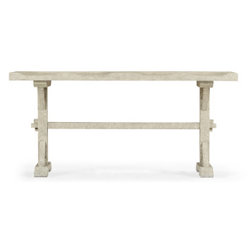 Casual Narrow Whitewash Driftwood Topped Bench