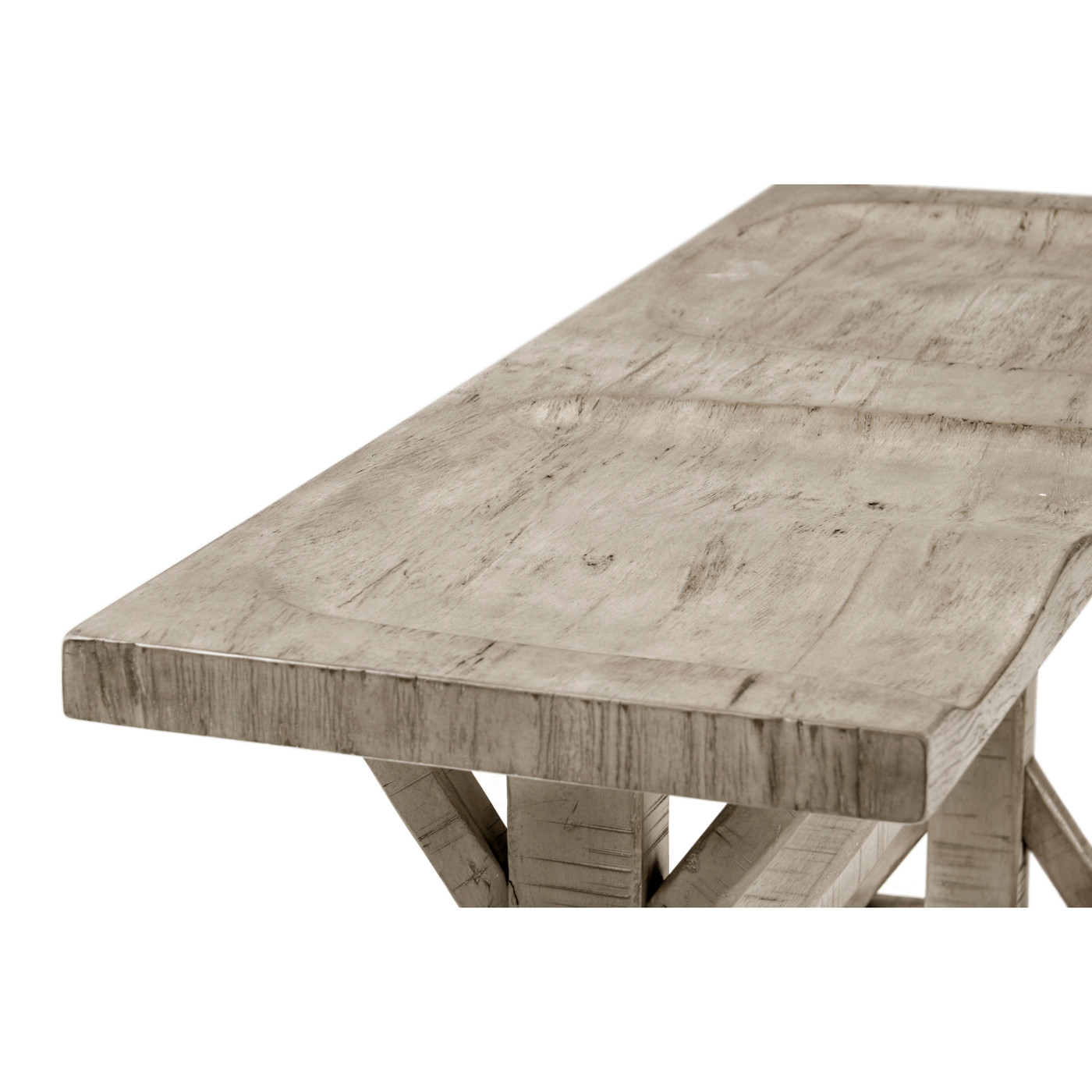 Casual Narrow Rustic Grey Topped Bench
