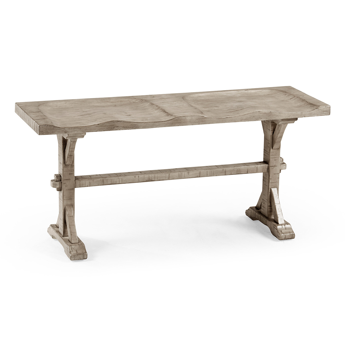 Casual Narrow Rustic Grey Topped Bench