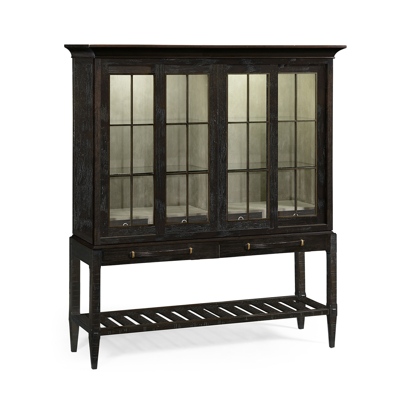 Dark Ale Glazed Display Double Cabinet