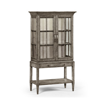 Antique Dark Grey Glazed Display Cabinet with Strap Handles