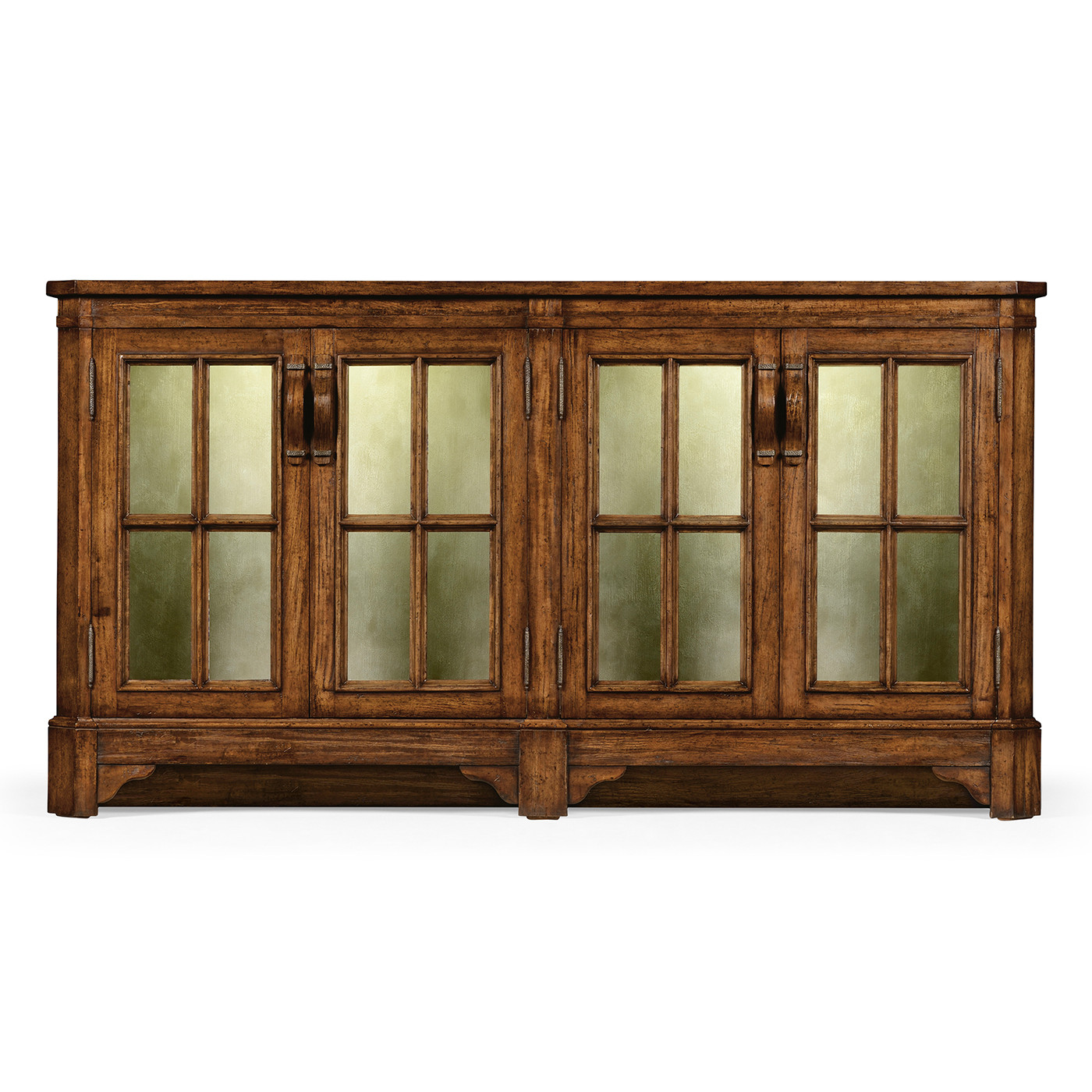 Country Walnut Parquet Welsh Bookcase with Strap Handles