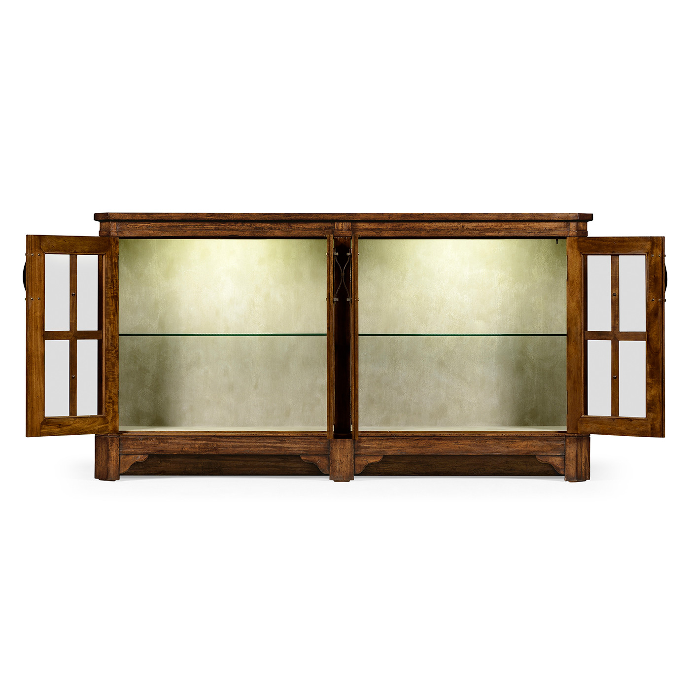 Country Walnut Parquet Welsh Bookcase with Strap Handles