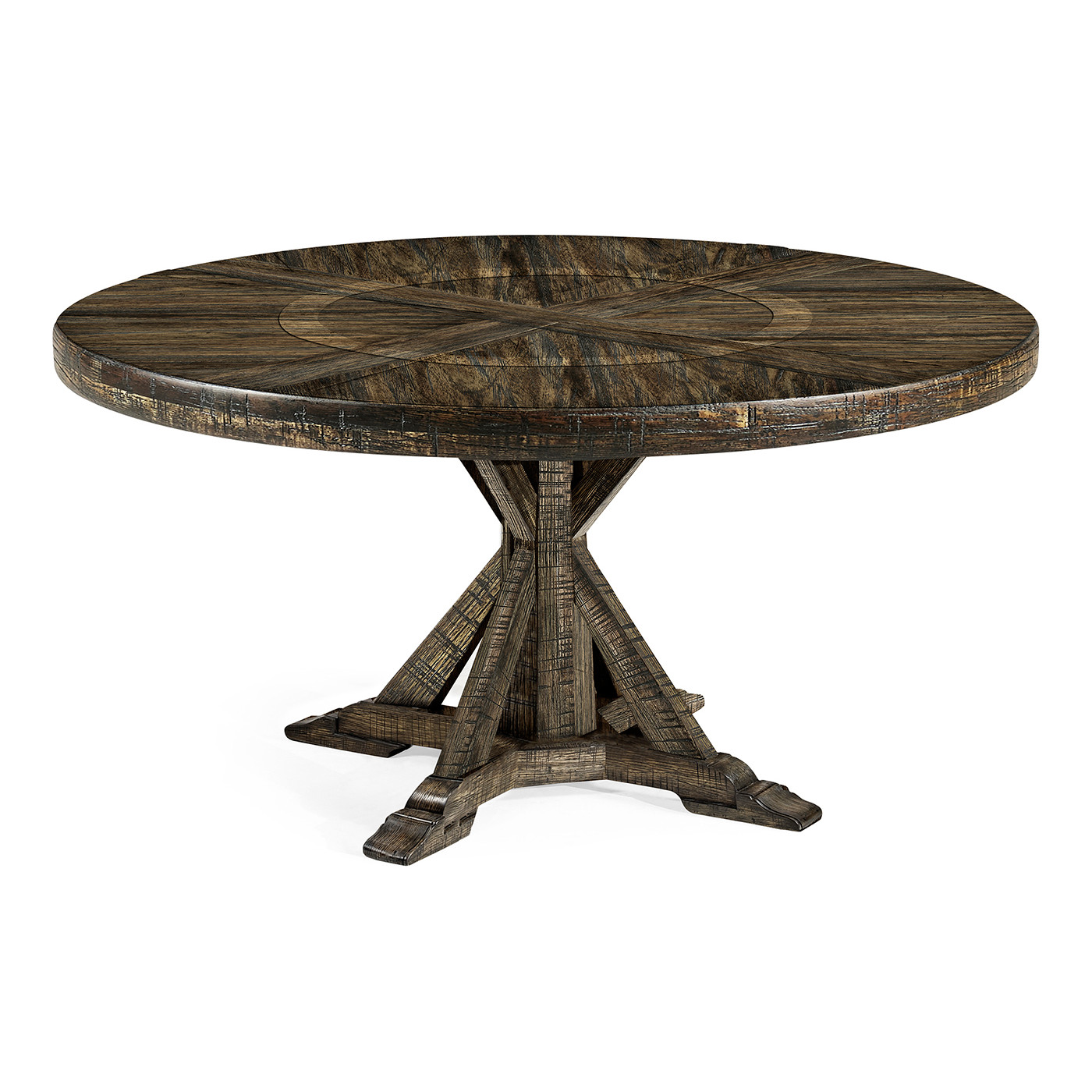 Dark Driftwood Round Dining Table with Inbuilt Lazy Susan 60