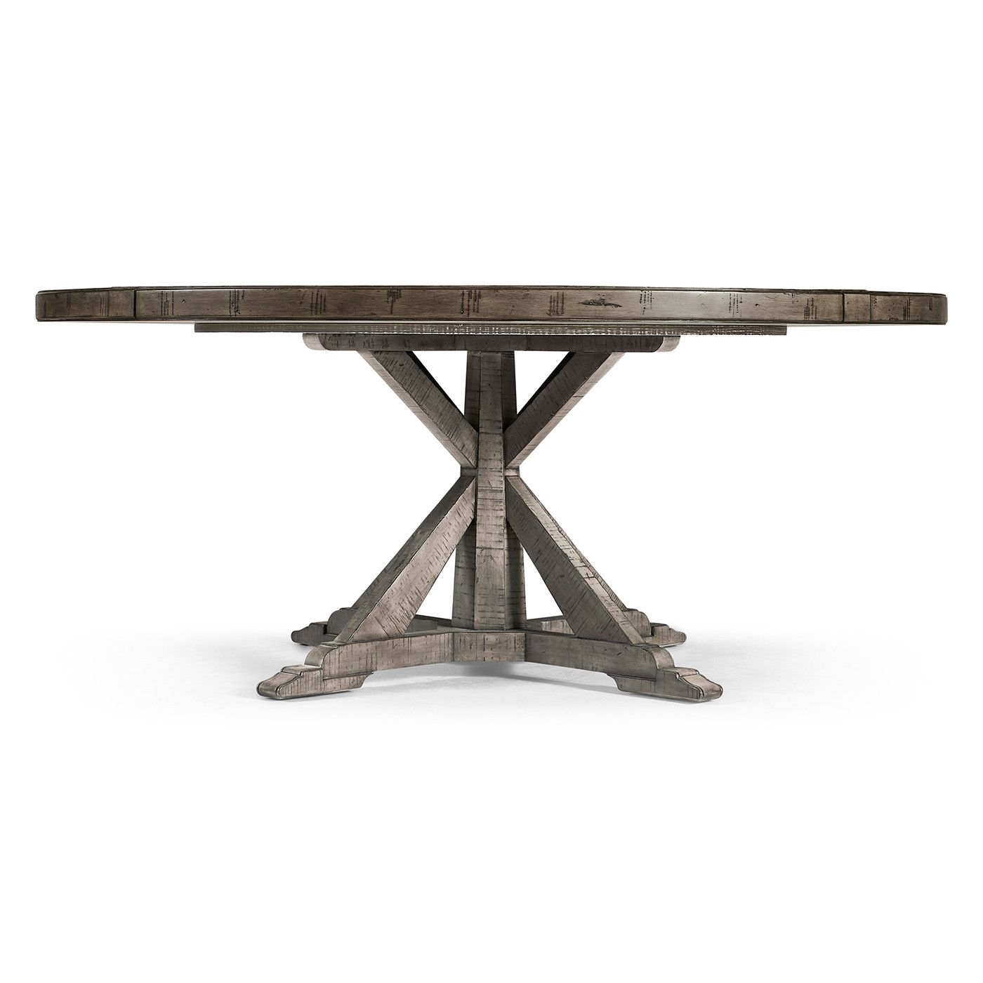 Antique Dark Grey Circular Dining Table with Inbuilt Lazy Susan 72