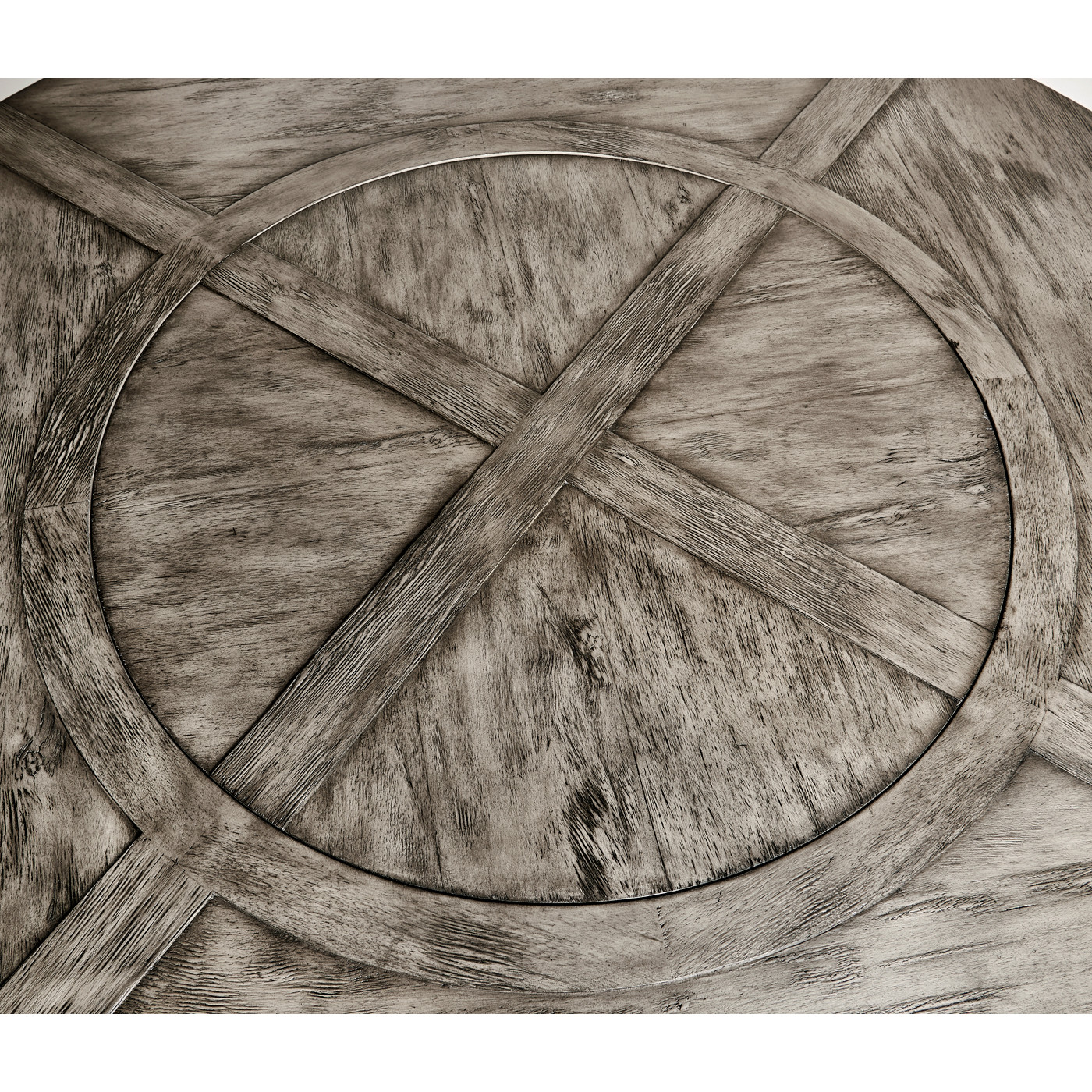 Antique Dark Grey Circular Dining Table with Inbuilt Lazy Susan 72