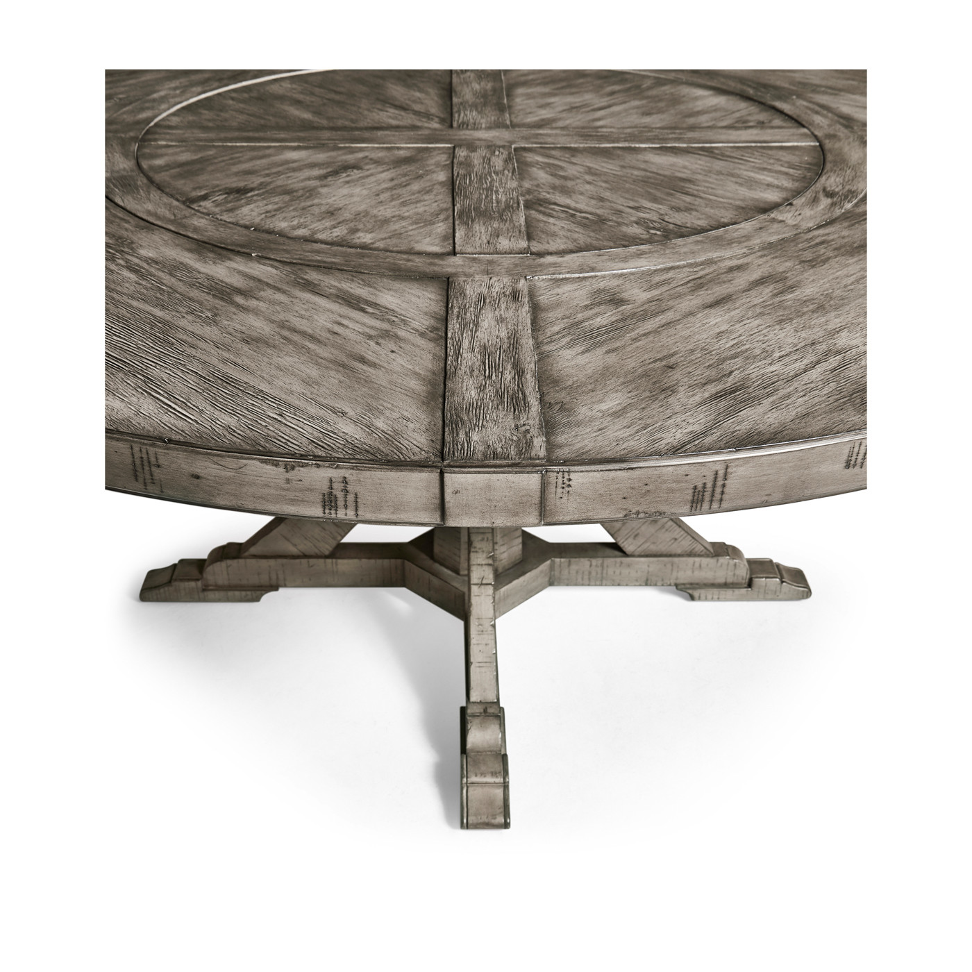 Antique Dark Grey Circular Dining Table with Inbuilt Lazy Susan 72