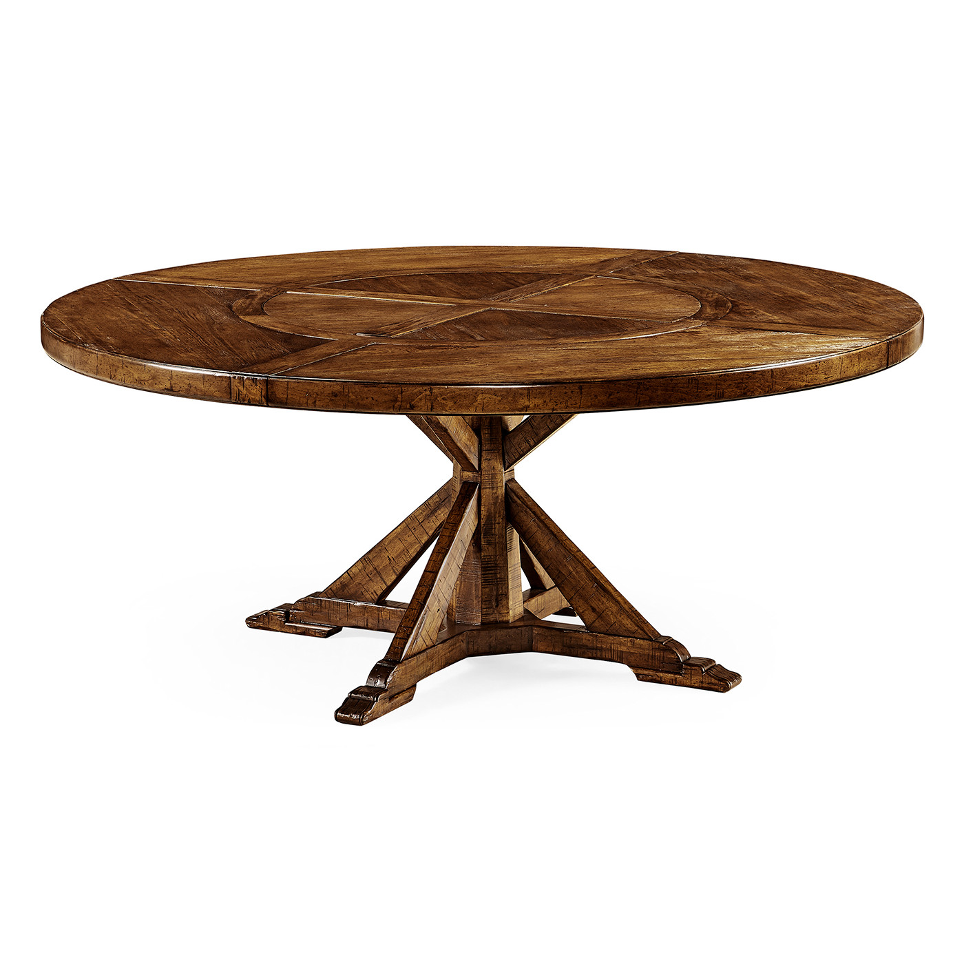 Country Walnut Round Dining Table with Inbuilt Lazy Susan 72