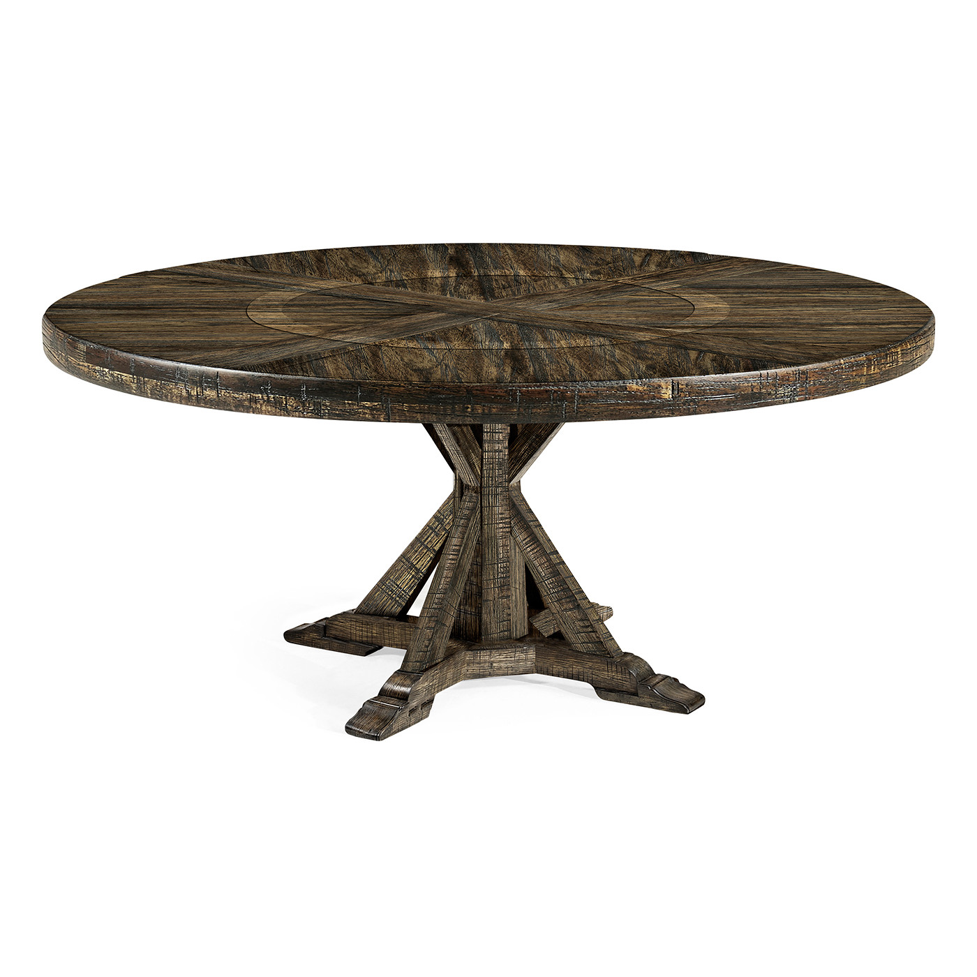 Dark Driftwood Round Dining Table with Inbuilt Lazy Susan 72