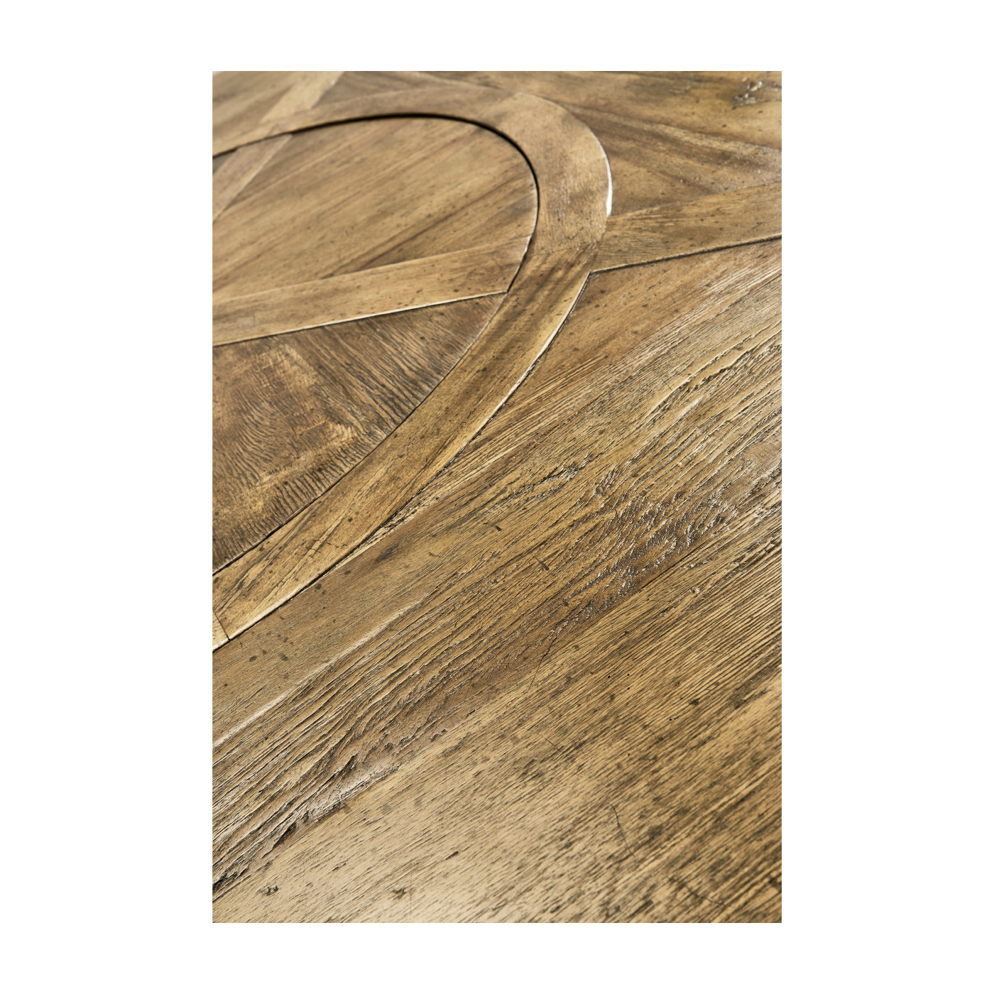 Medium Brown Driftwood Round Dining Table with Inbuilt Lazy Susan 72