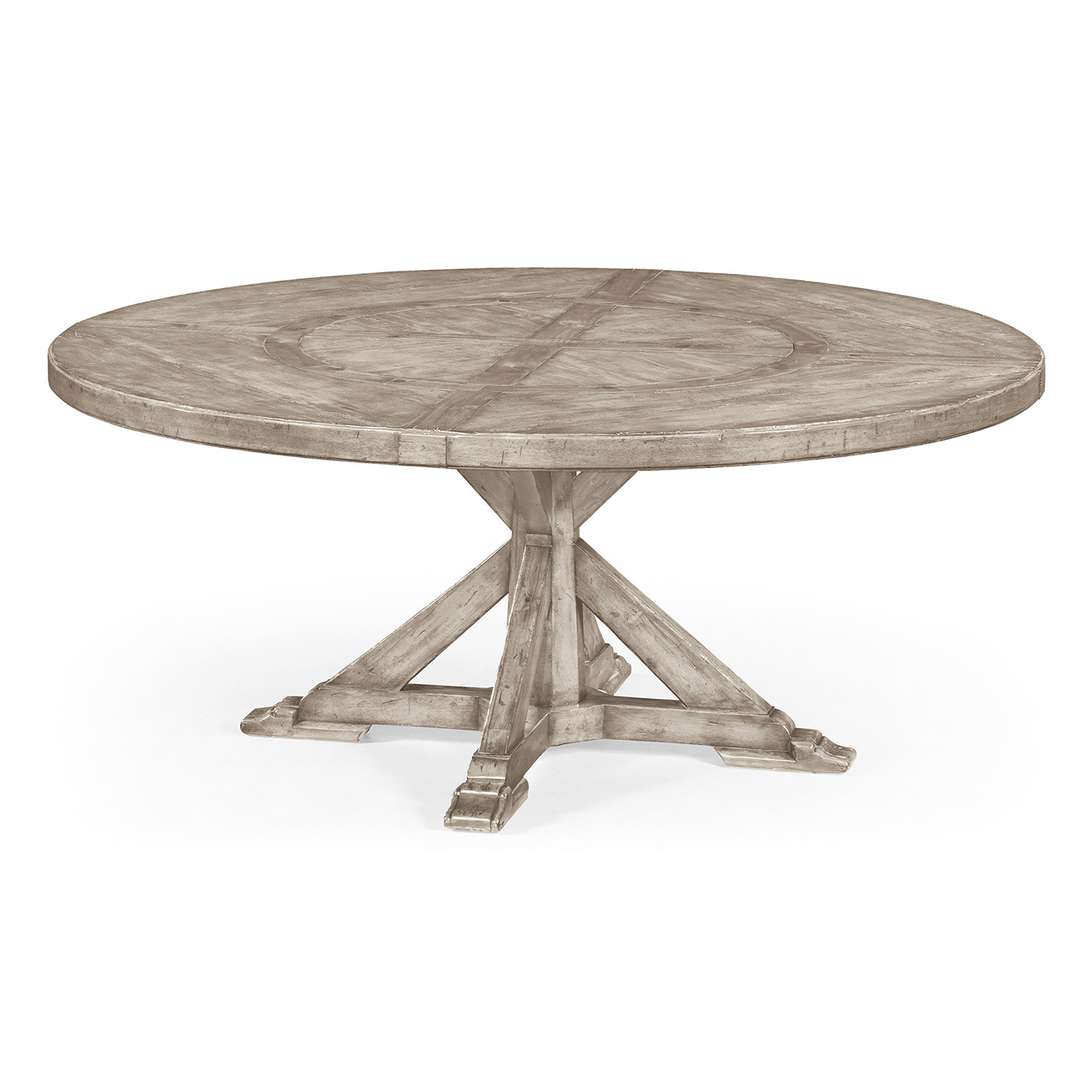 Rustic Grey Round Dining Table with Inbuilt Lazy Susan 72