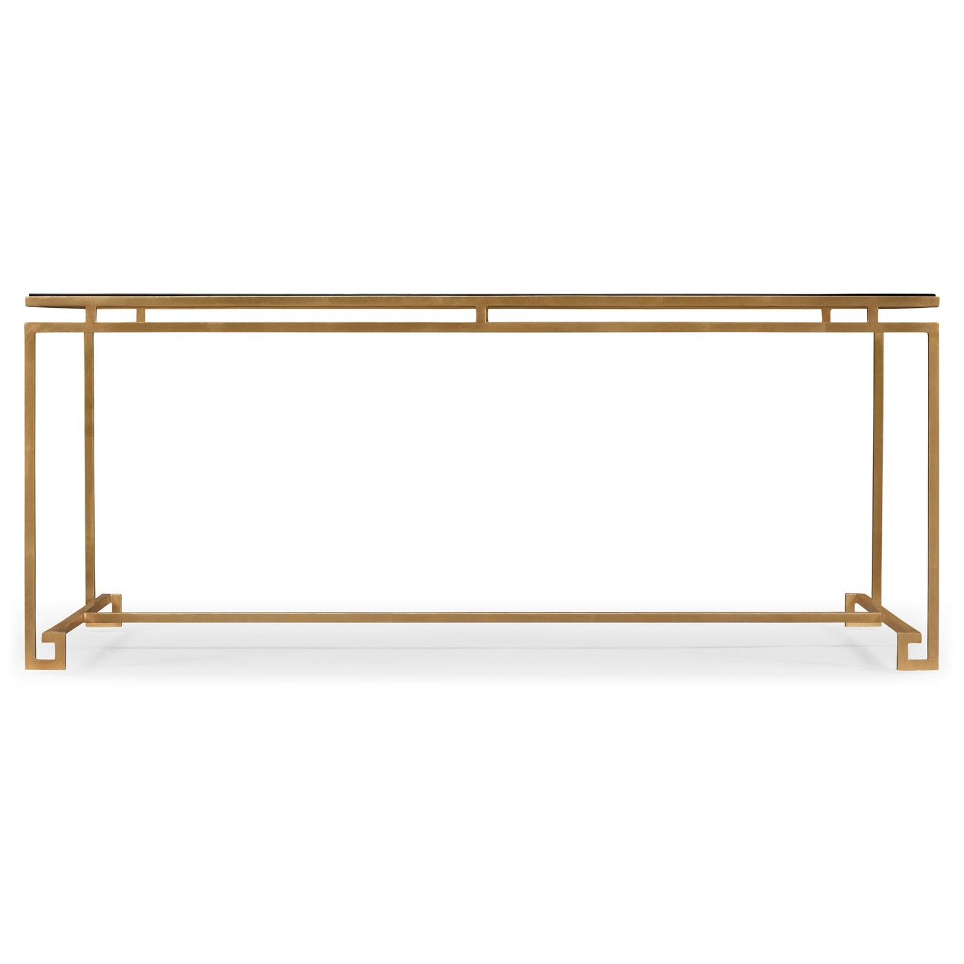 Gilded Iron Rectangular Coffee Table with A Black Glass Top