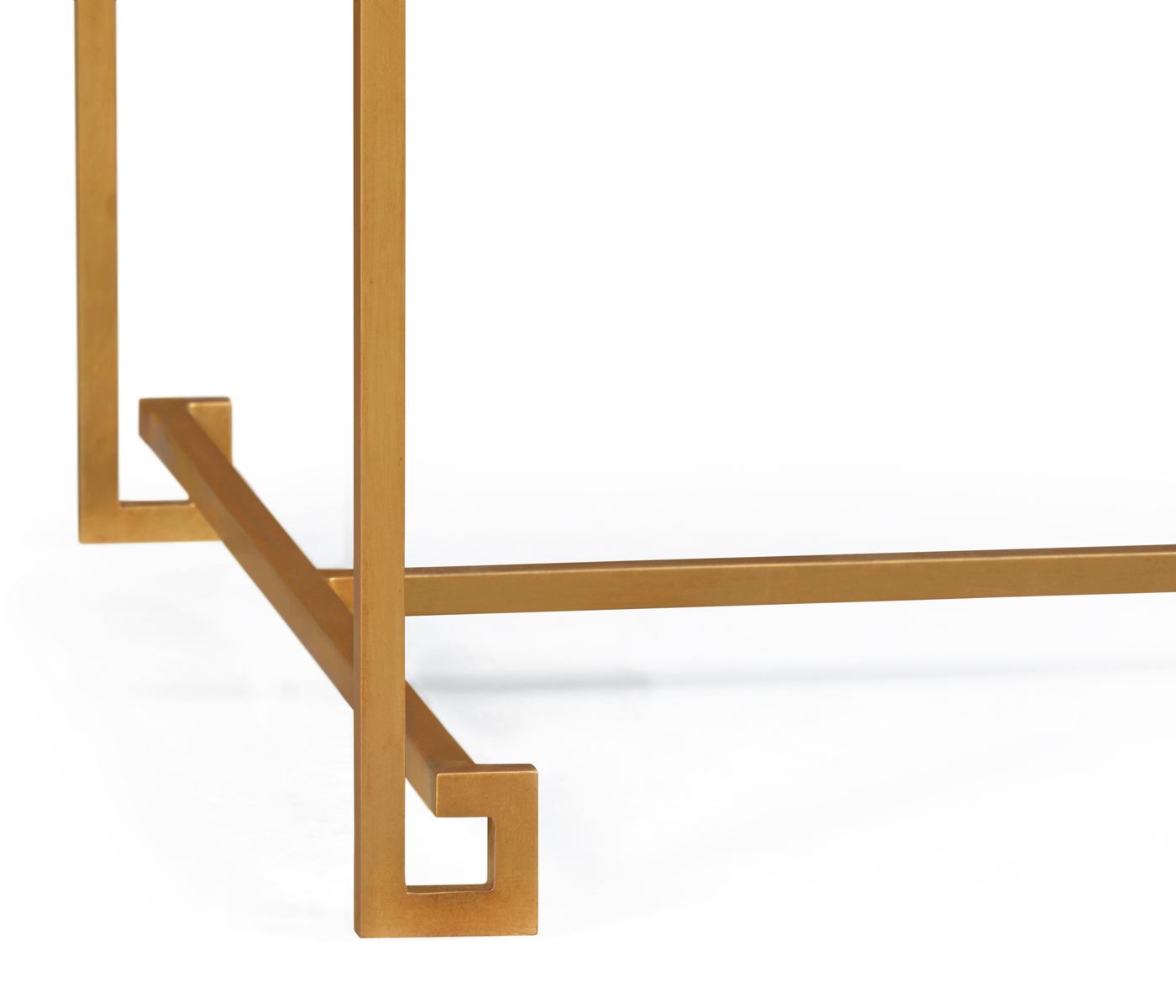 Gilded Iron Rectangular Coffee Table with Clear Glass Top