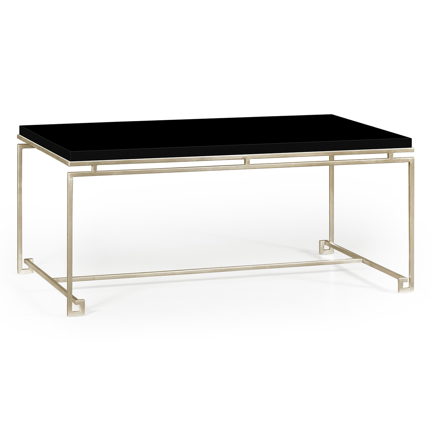 Silver Iron Rectangular Coffee Table with Smoky Black Top