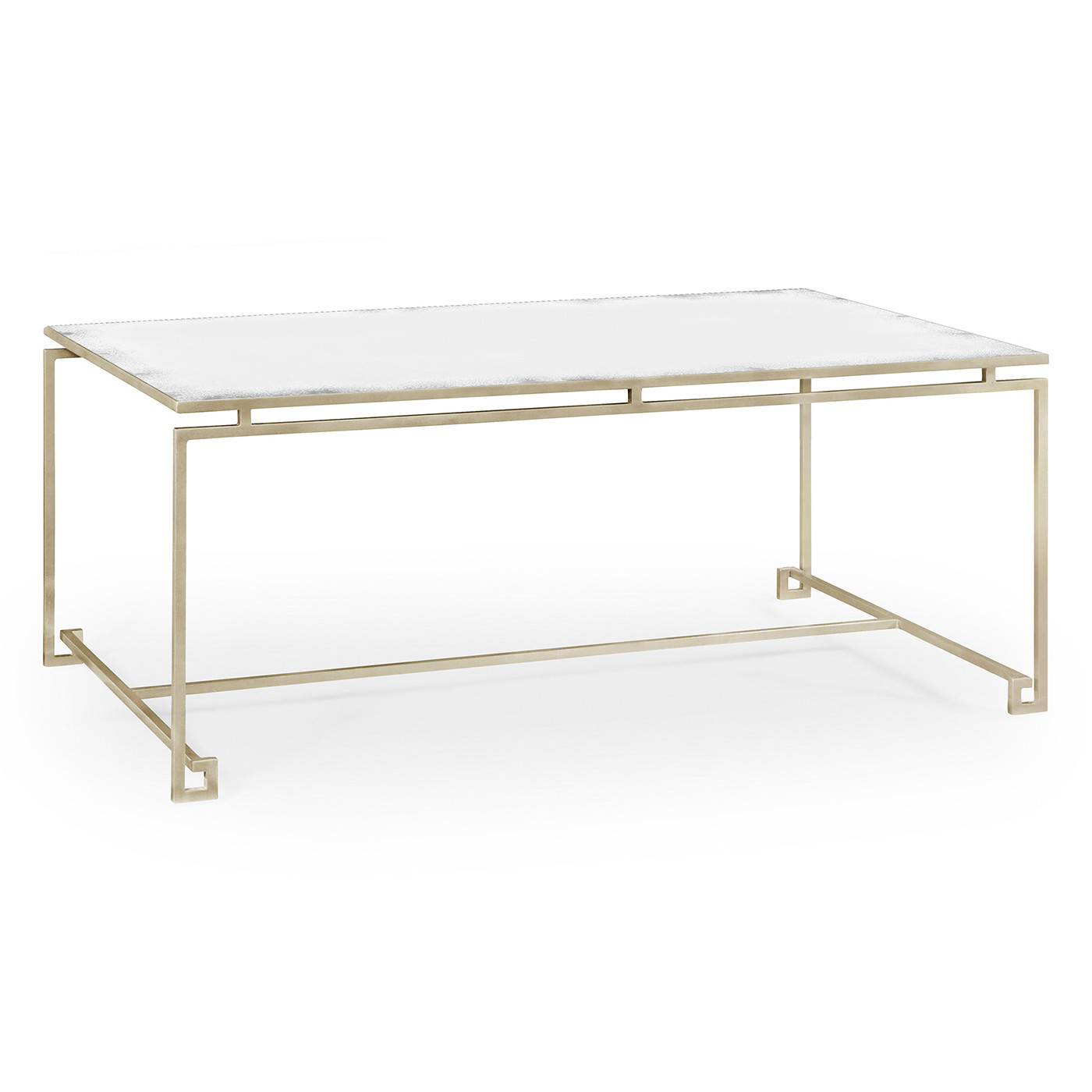Silver Iron Rectangular Coffee Table with An Antique Glass Top