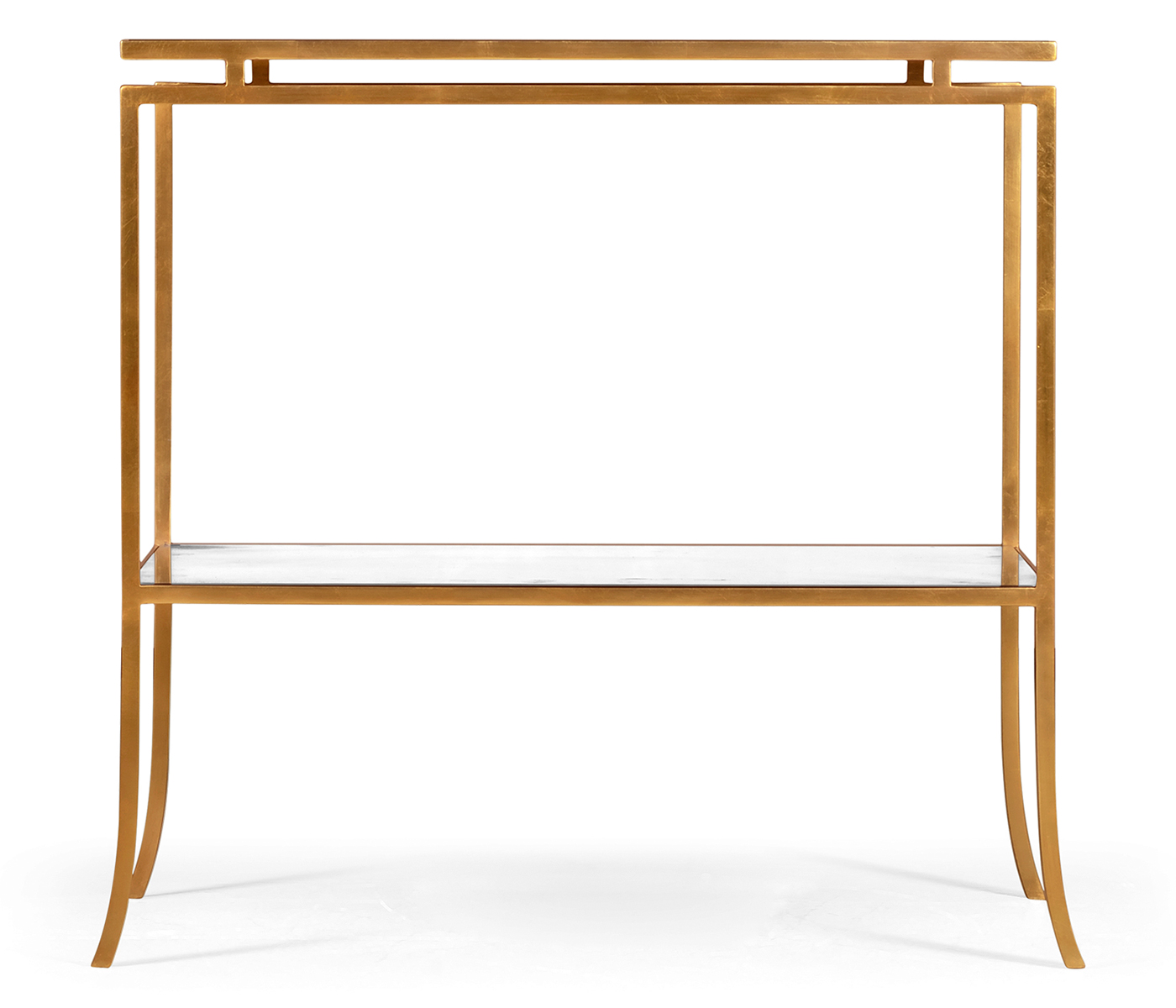 Gilded Iron Rectangular Side Table with An Antique Glass Top