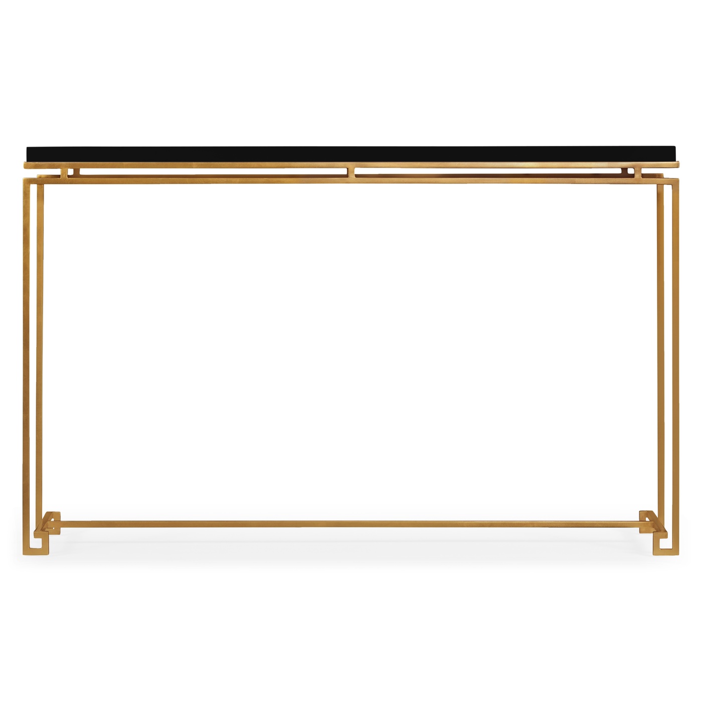 Gilded Iron Large Console Table with Smoky Black Top