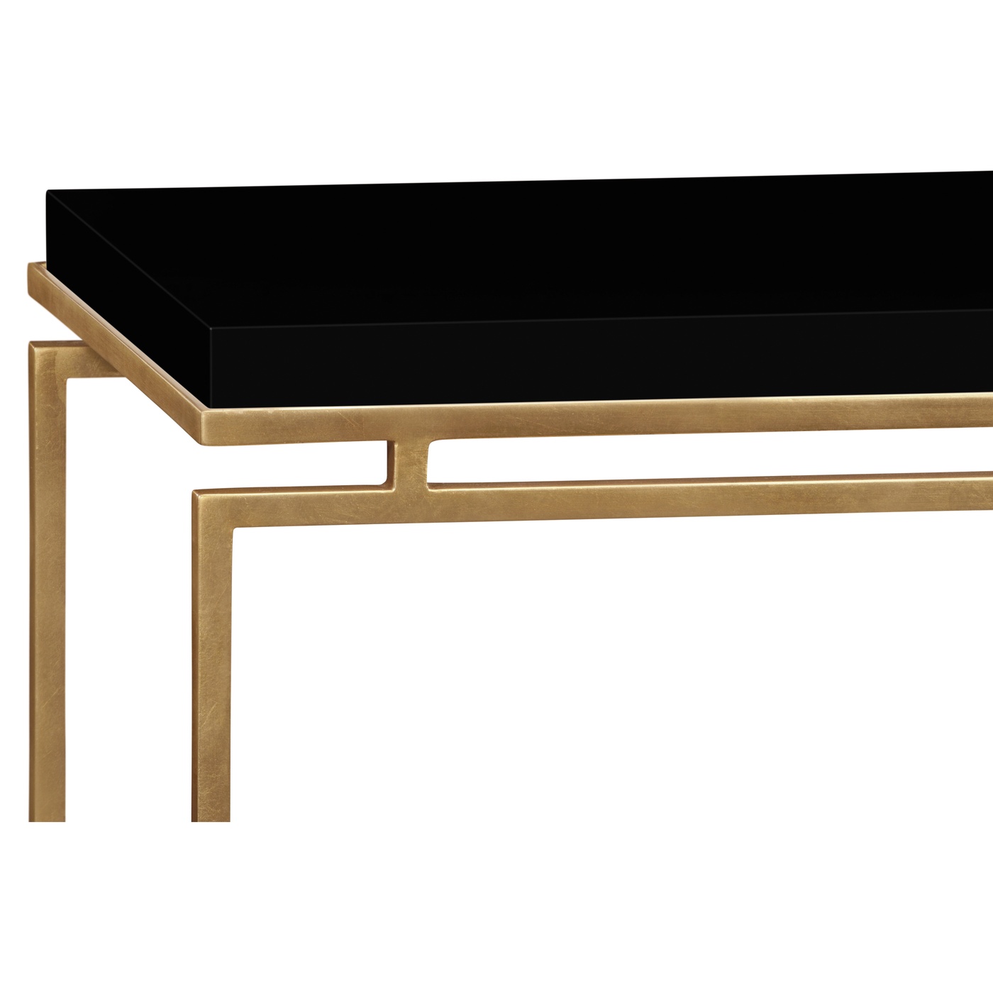 Gilded Iron Large Console Table with Smoky Black Top
