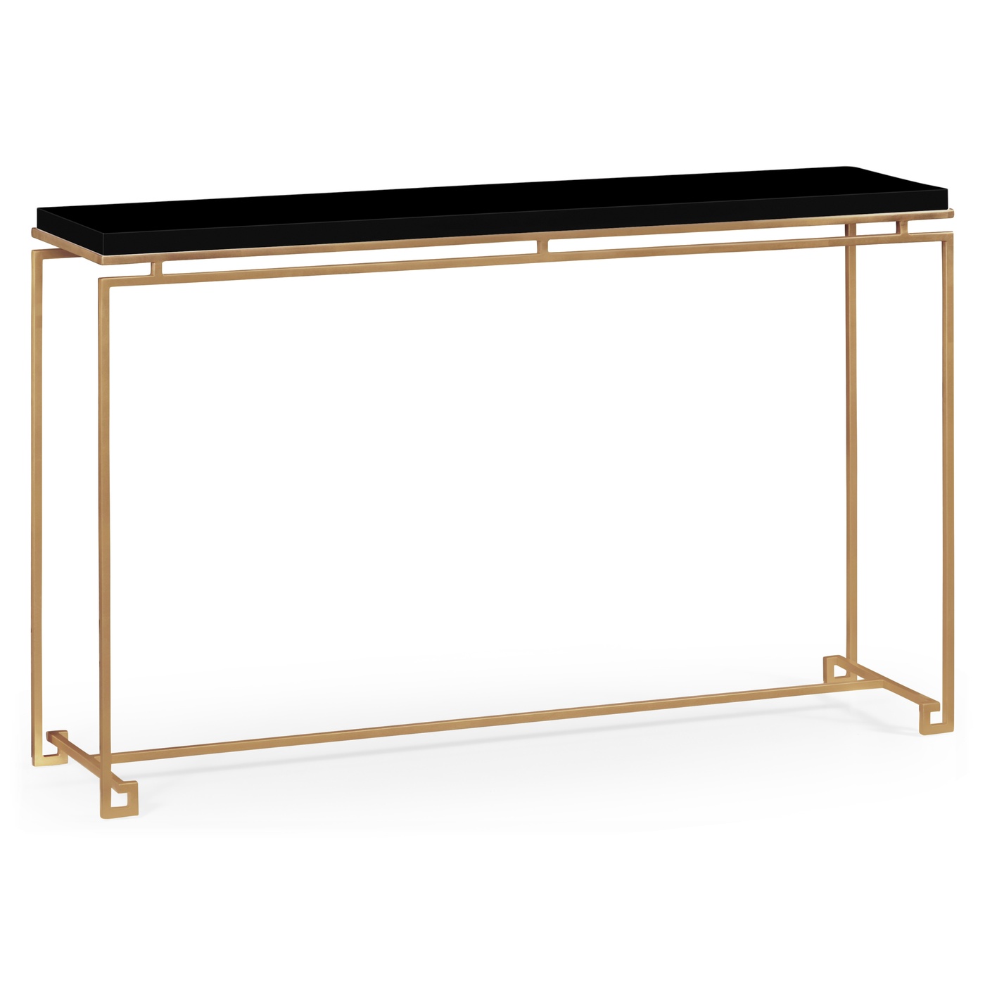 Gilded Iron Large Console Table with Smoky Black Top