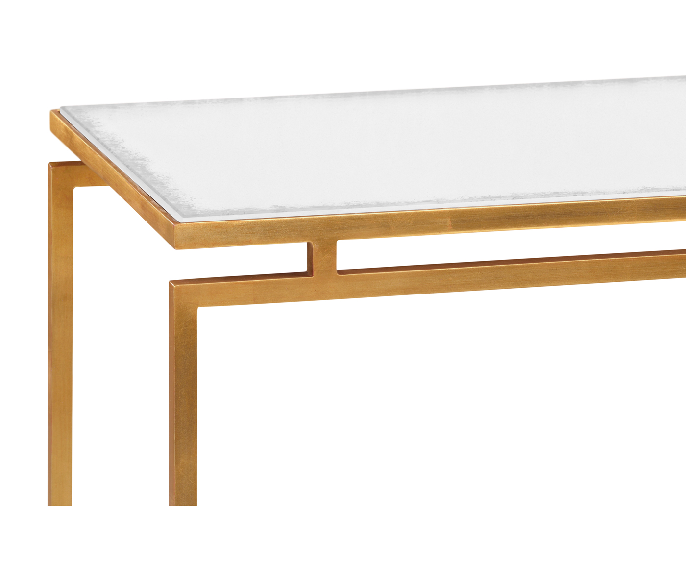 Gilded Iron Large Console Table with An Antique Glass Top