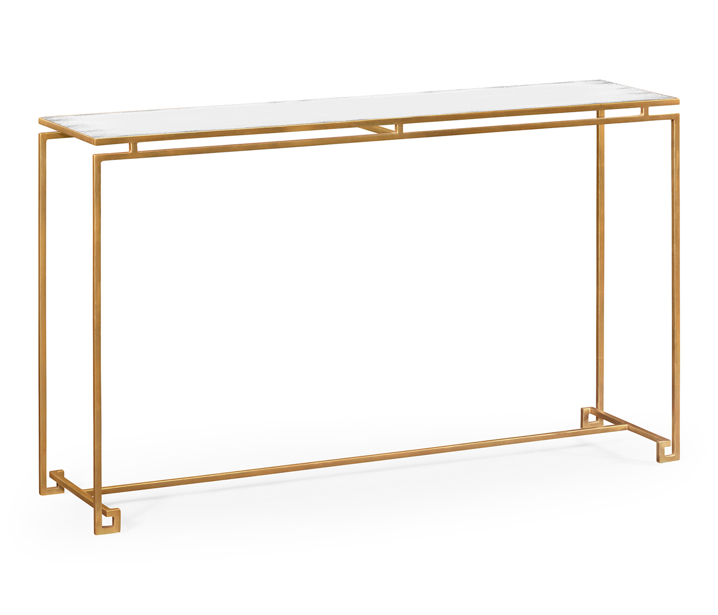 Gilded Iron Large Console Table with An Antique Glass Top
