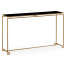 Gilded Iron Large Console Table with A Black Glass Top