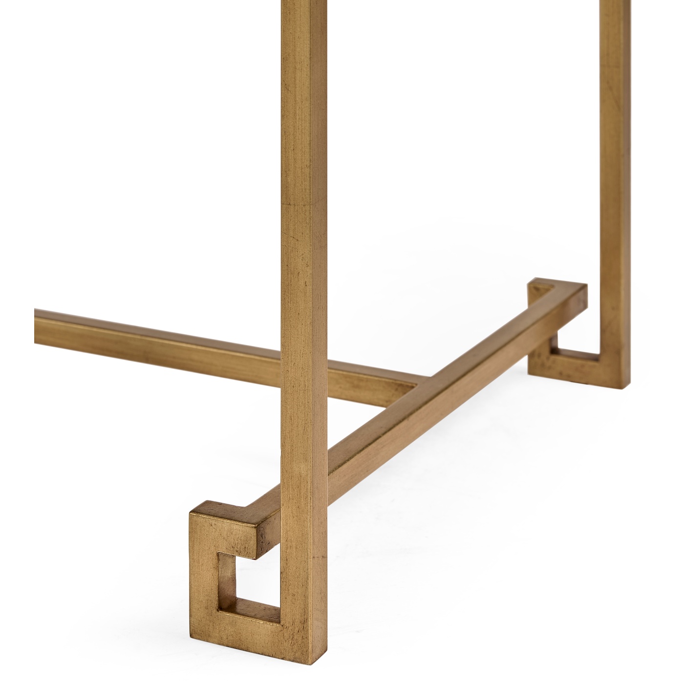 Gilded Iron Large Console Table with A Clear Glass Top