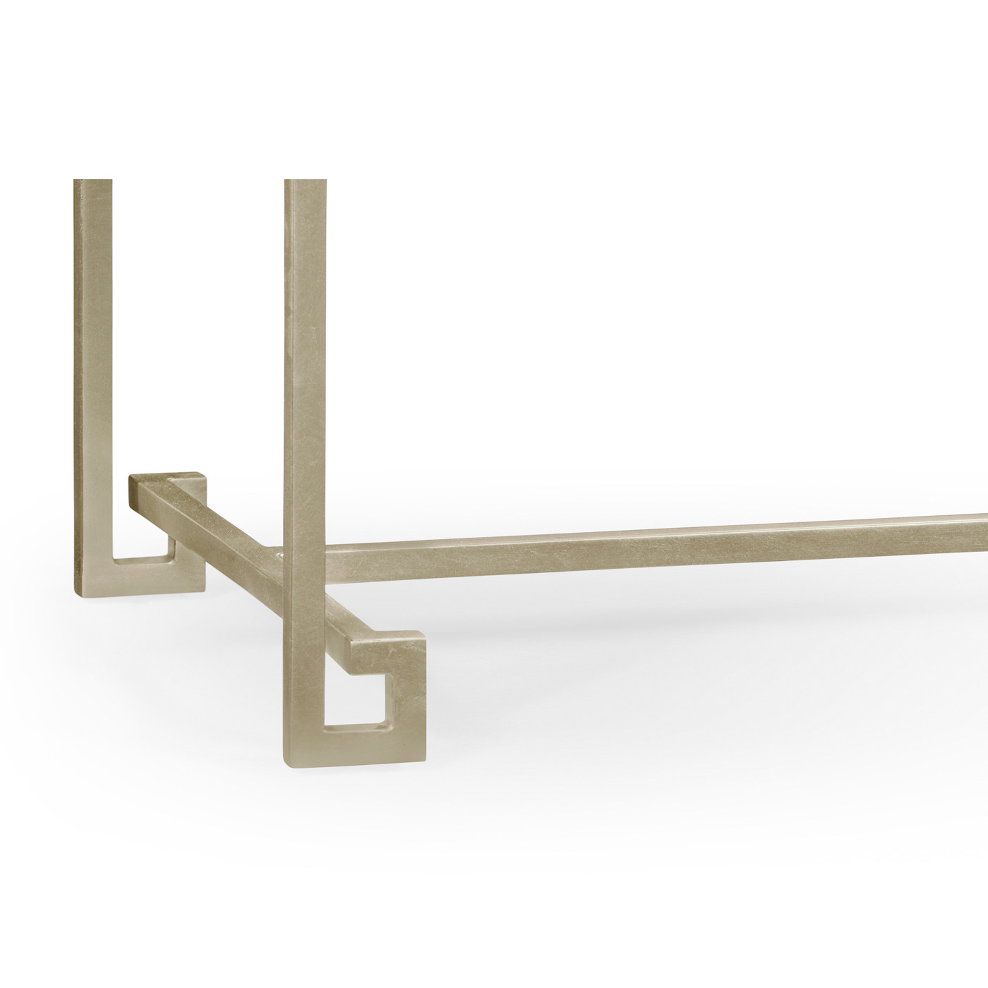 Silver Iron Large Console Table with Smoky Black Top