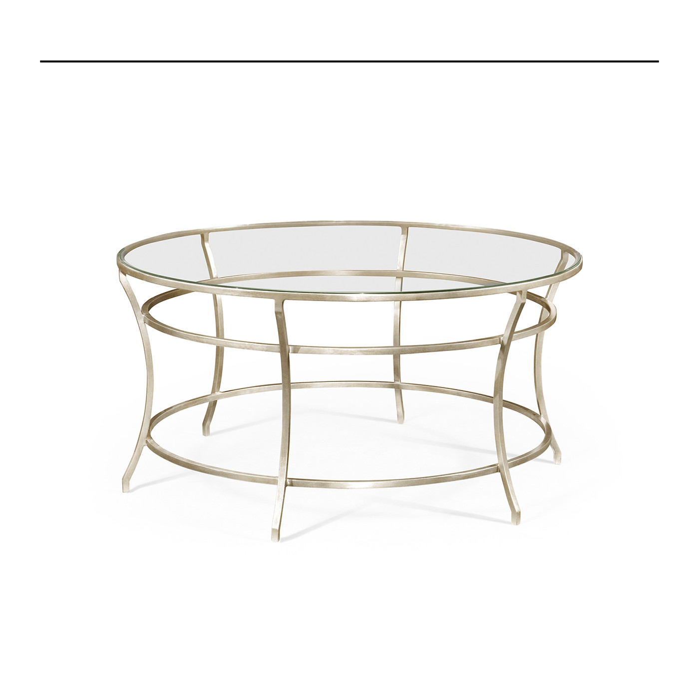 Silver Round Iron Coffee Table with A Clear Glass Top