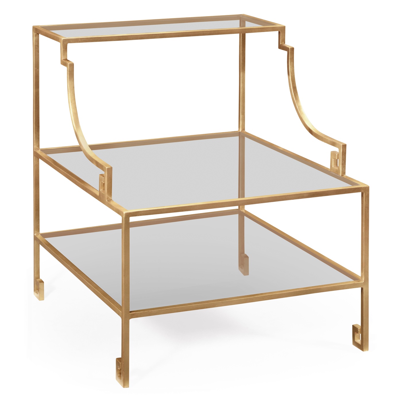 Three-tier gilded iron end table