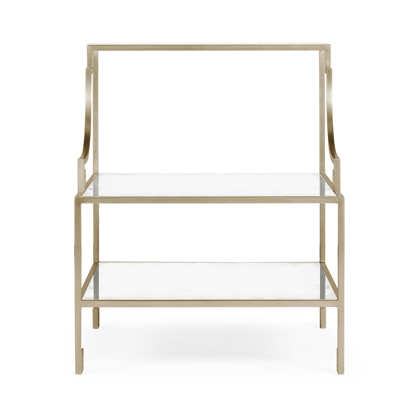 Three-tier silver iron end table